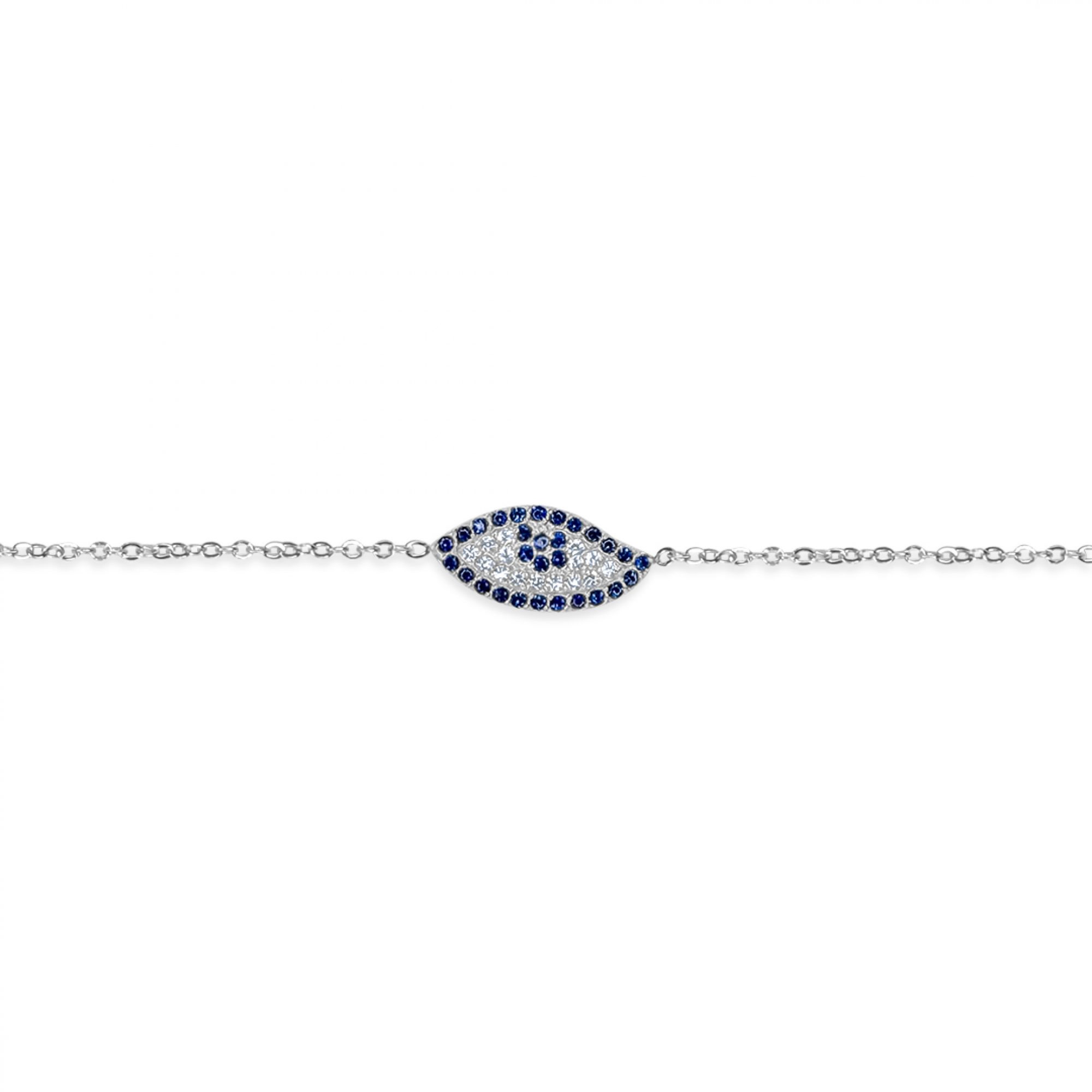 Stainless Steel Evil Eye Bracelet with Stones