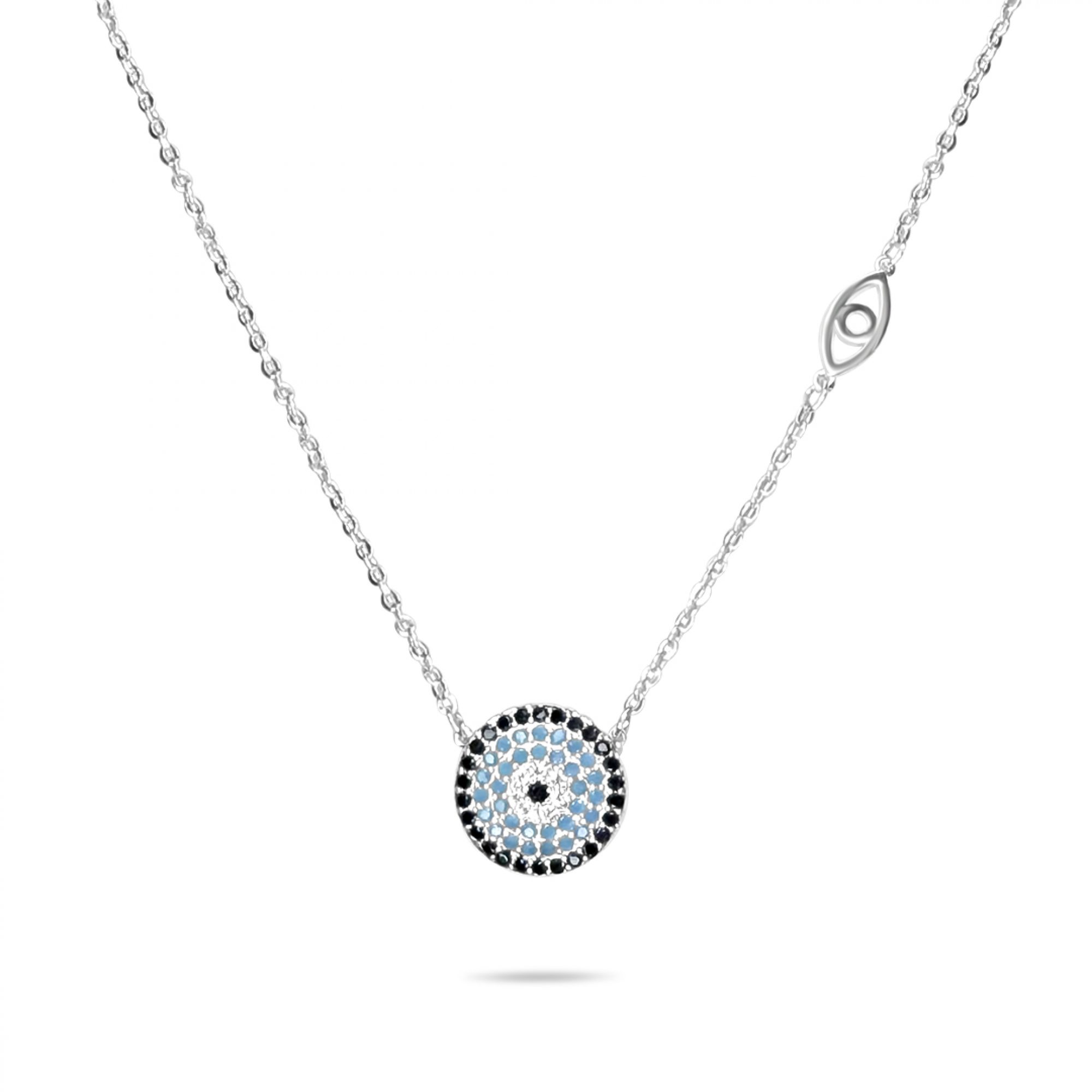 tainless Steel Evil Eye Necklace with Stones