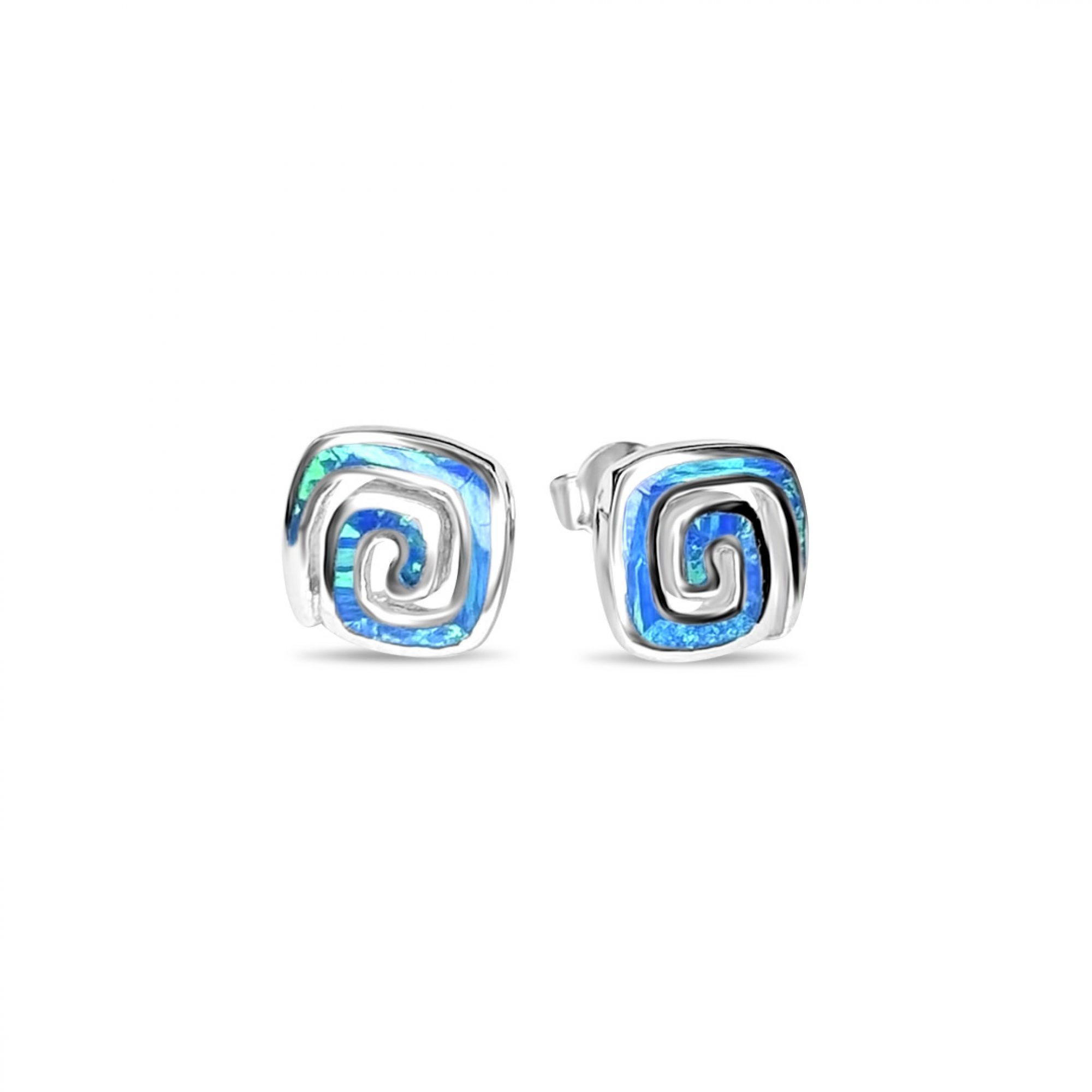 Stud meander opal earrings 