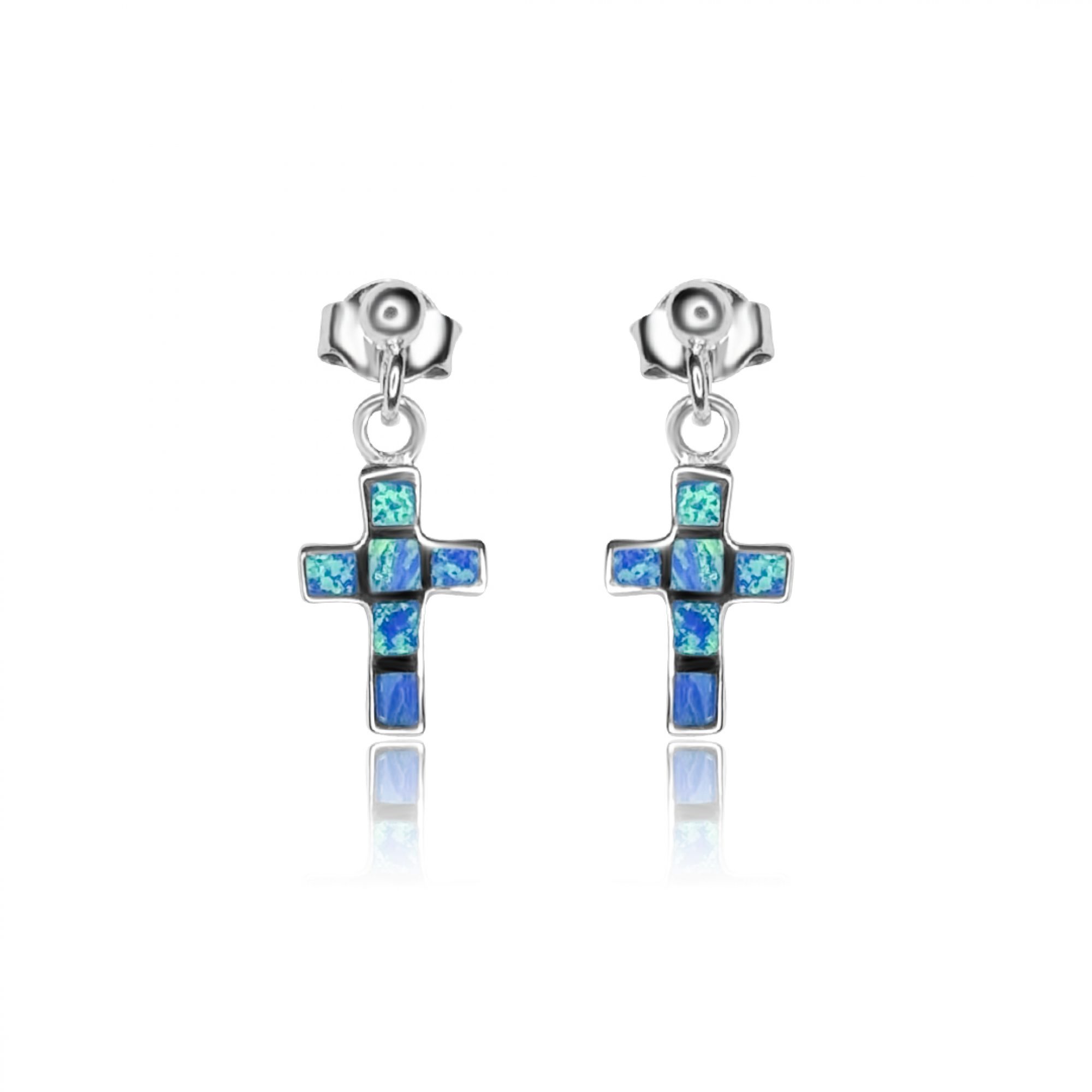 Stud cross opal earrings 