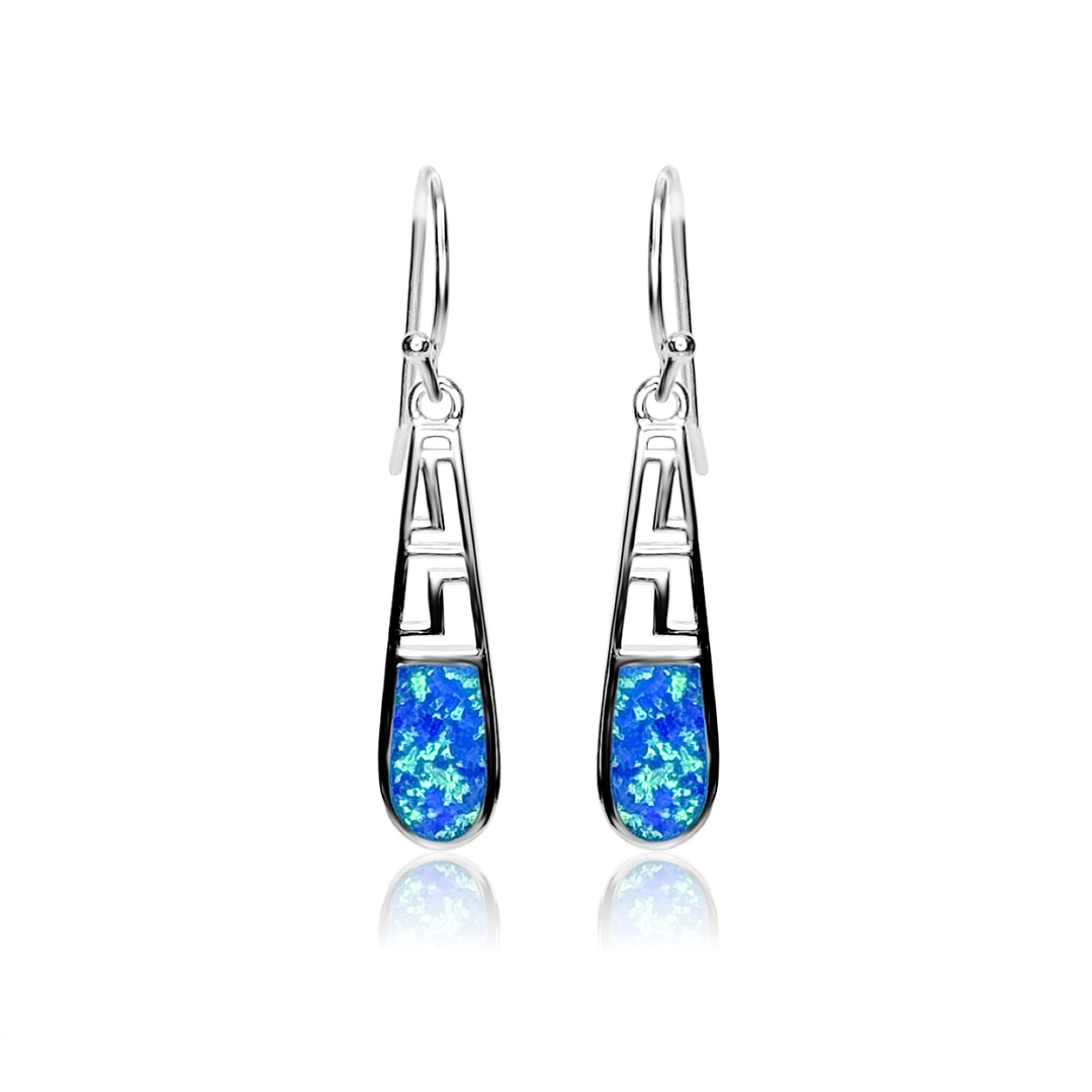 Dangle opal earrings with meander