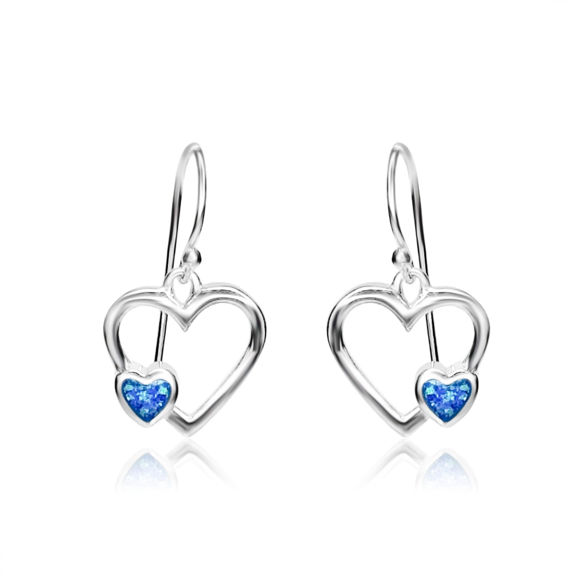Dangle heart opal earrings