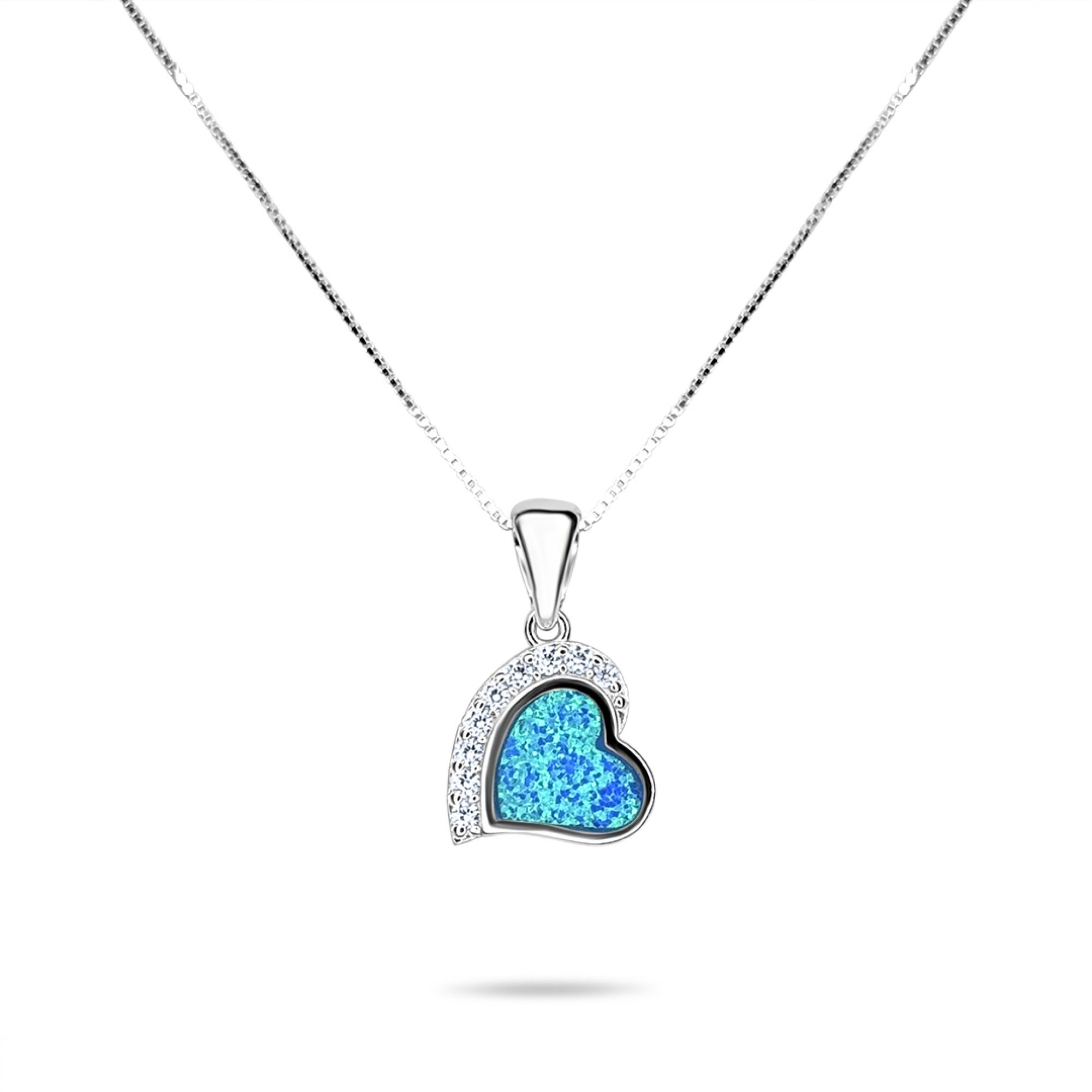 Opal heart pendant with zircon stones