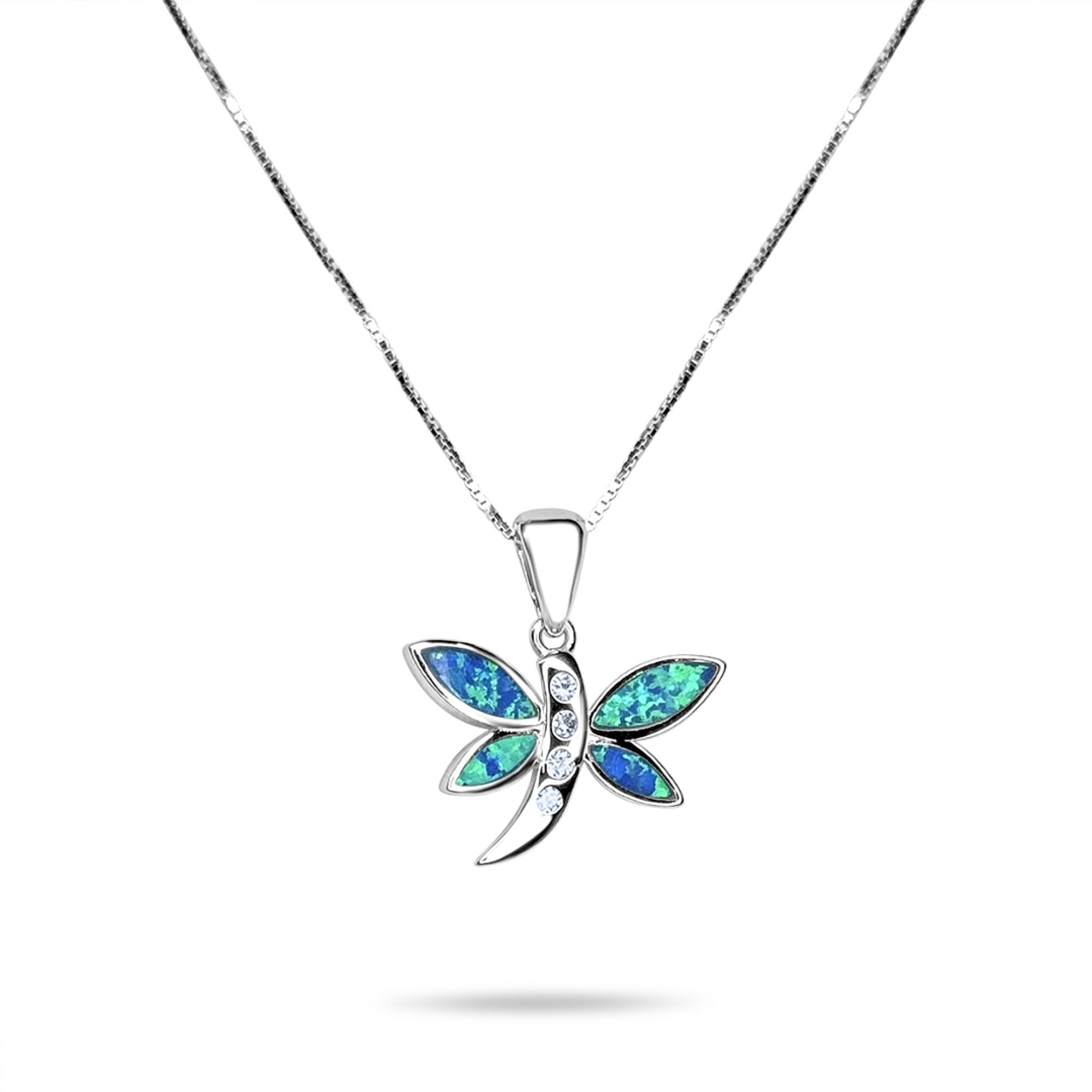 Opal butterfly pendant with zircon stones