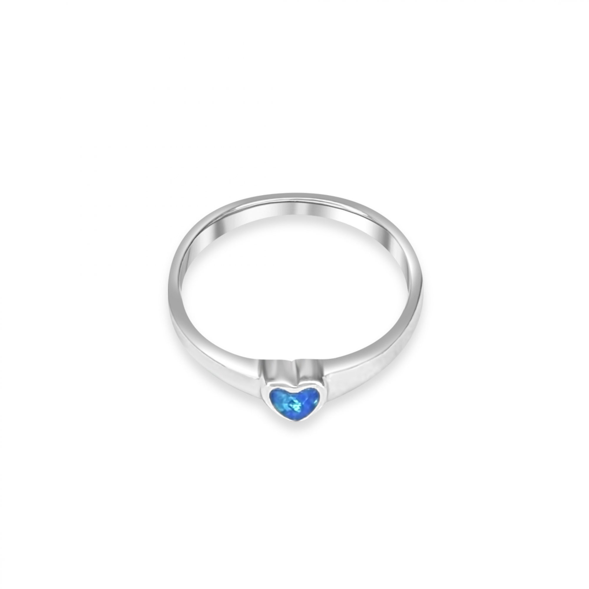 Silver hearts ring with opal stone