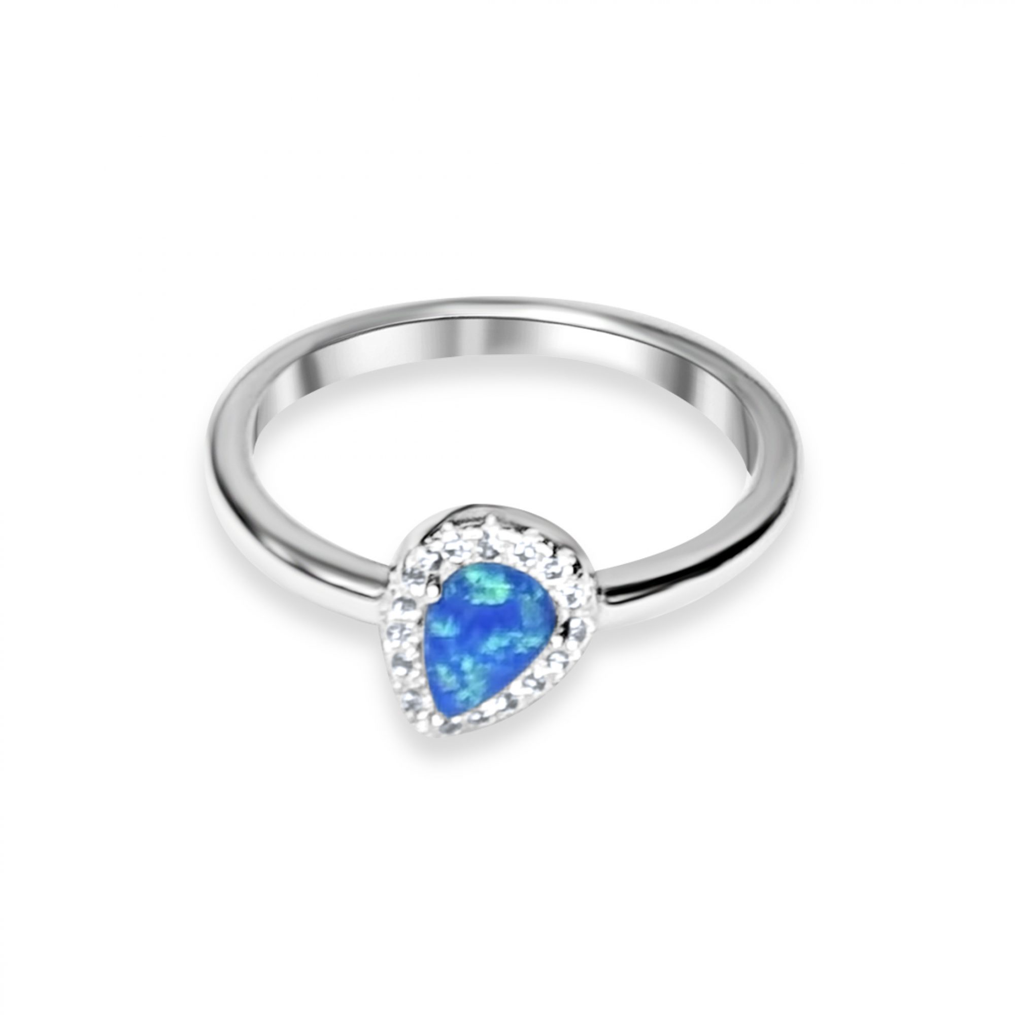 Silver ring with opal and zircon stones