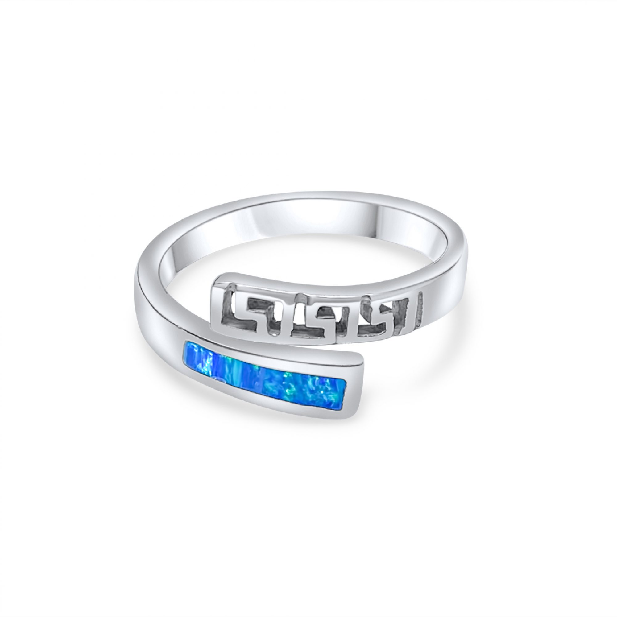Silver ring with opal stones and meander