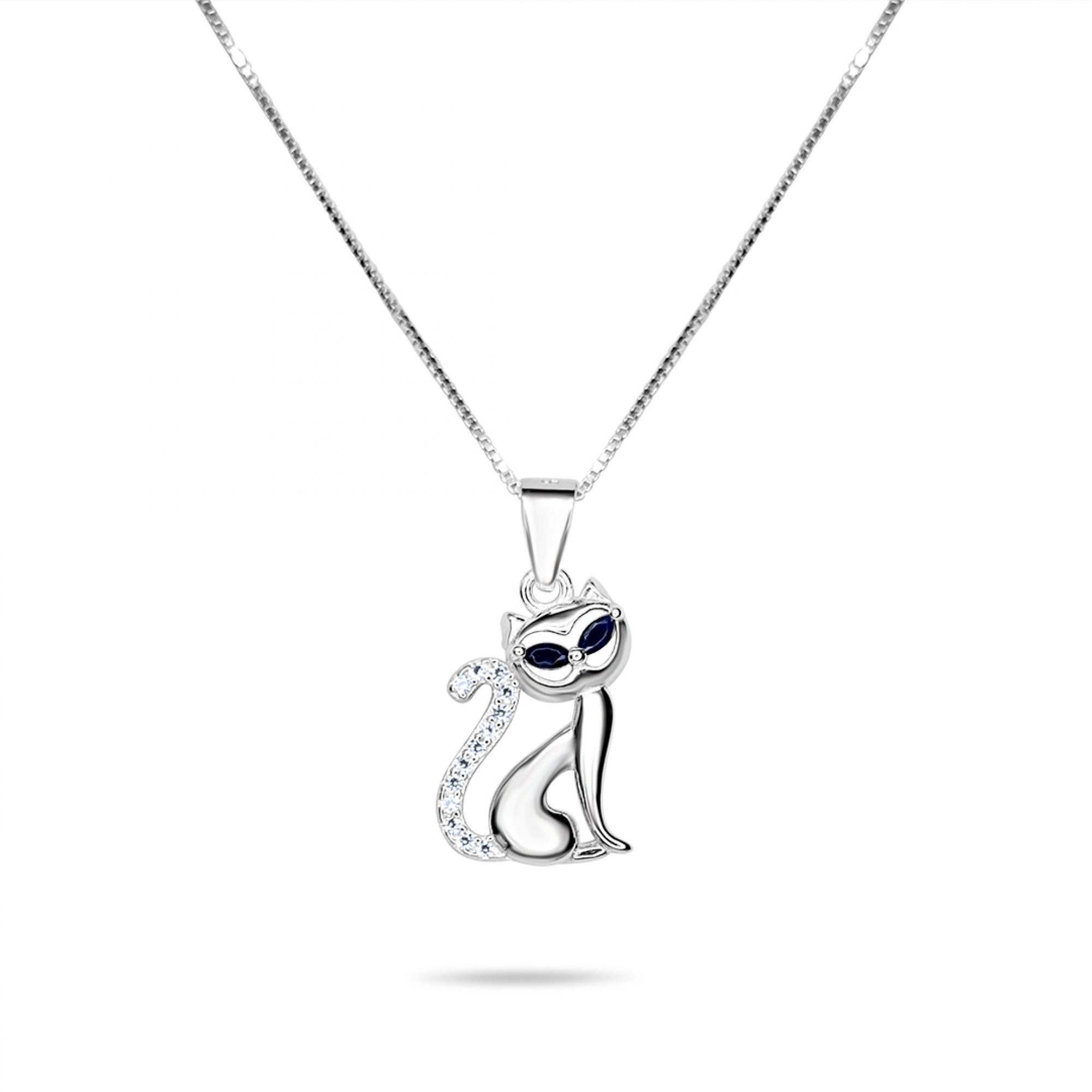 Cat necklace with zircon stones