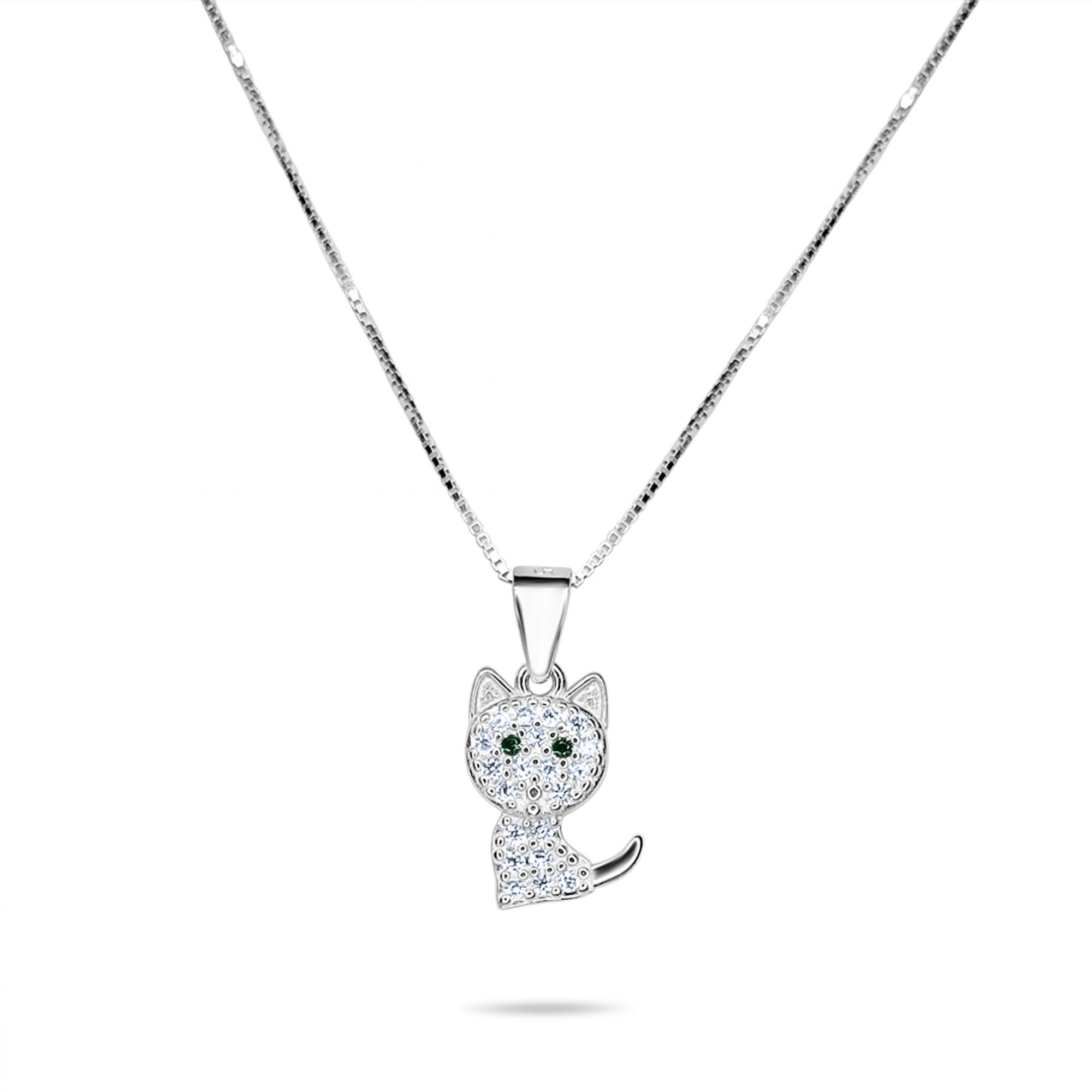 Cat necklace with zircon stones