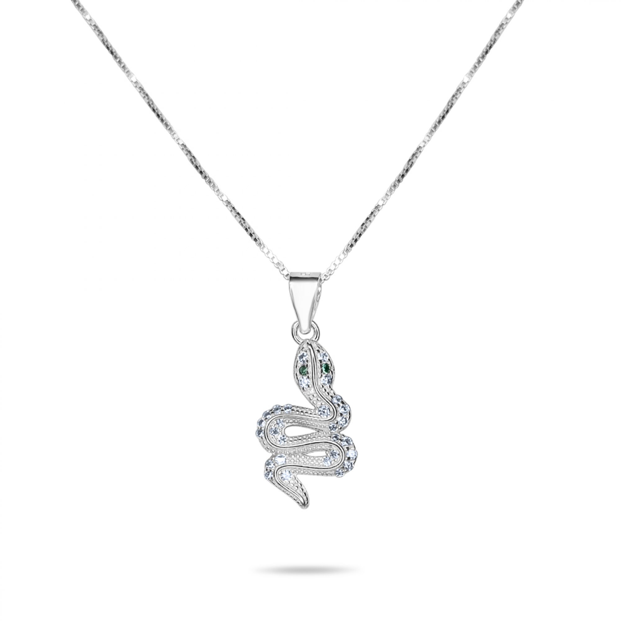 Snake necklace with zircon stones