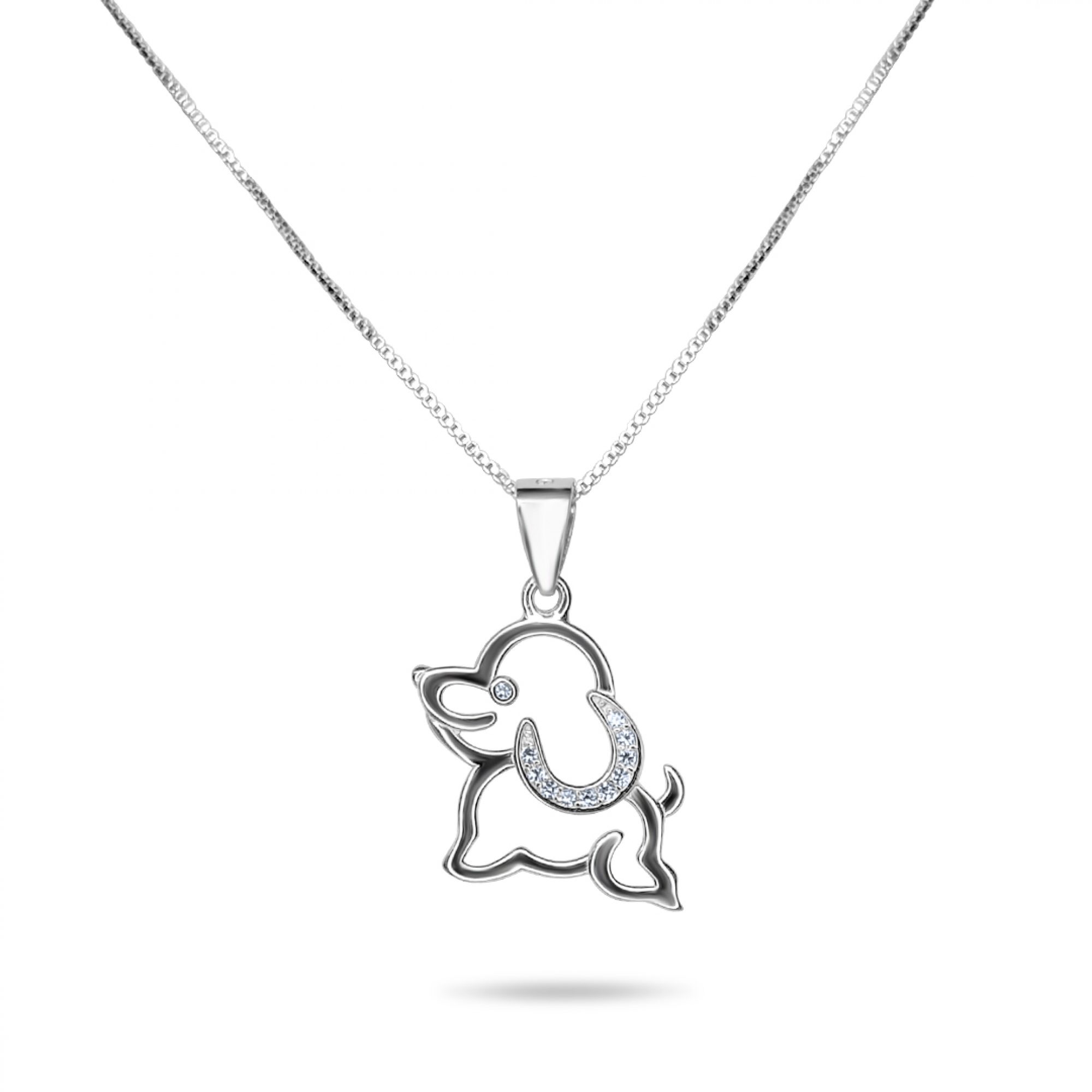 Dog necklace with zircon stones