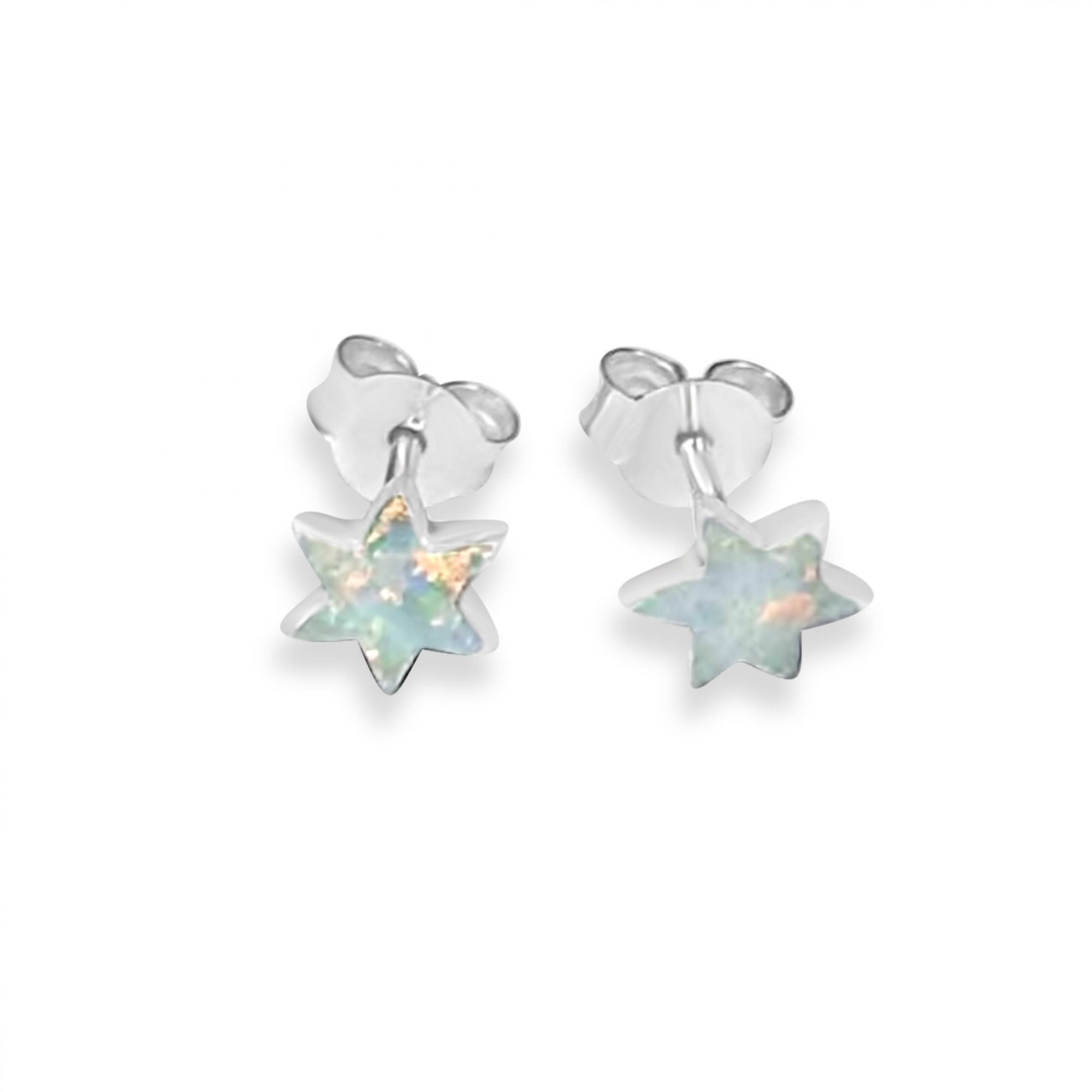 Stud star earrings with white opal
