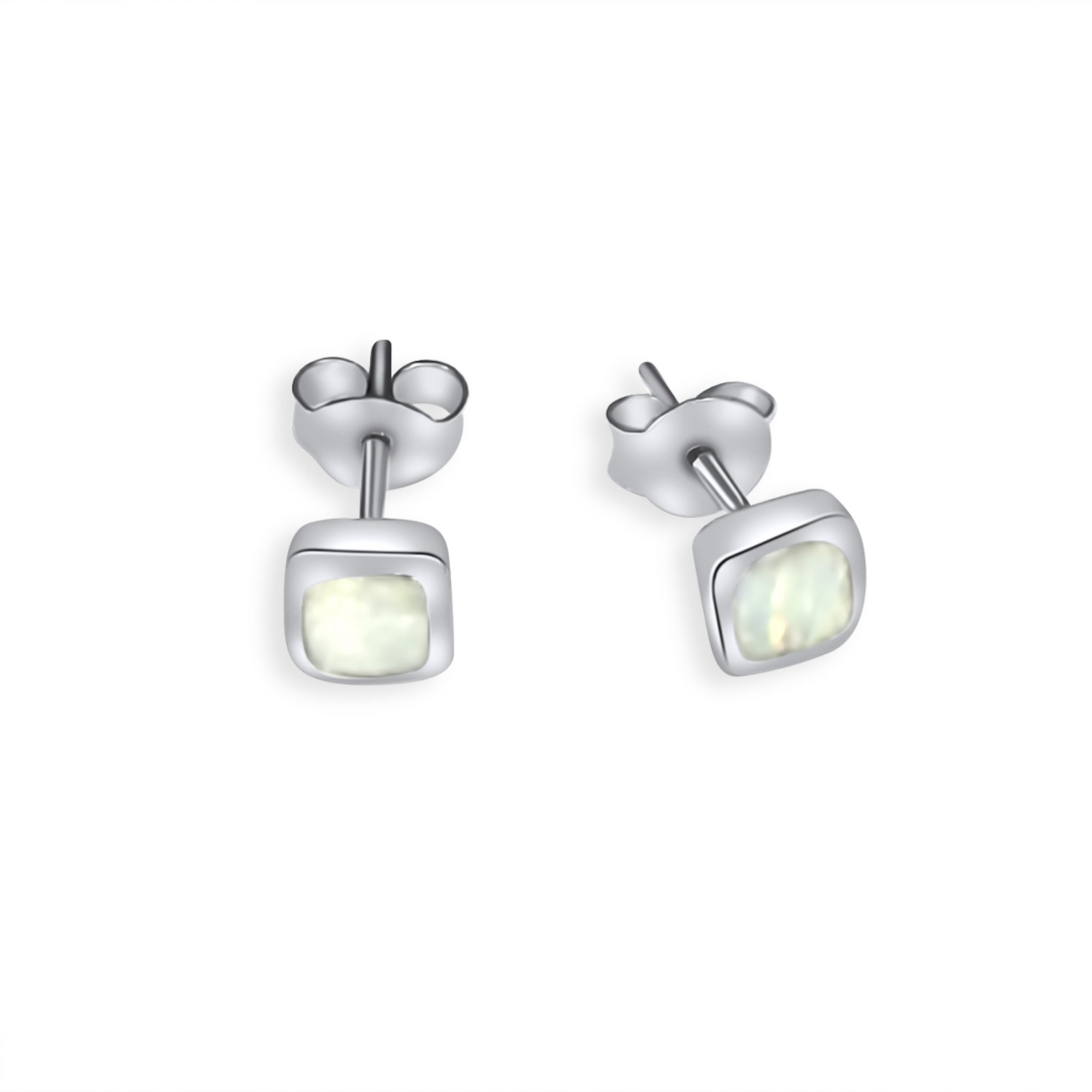 Stud earrings with white opal