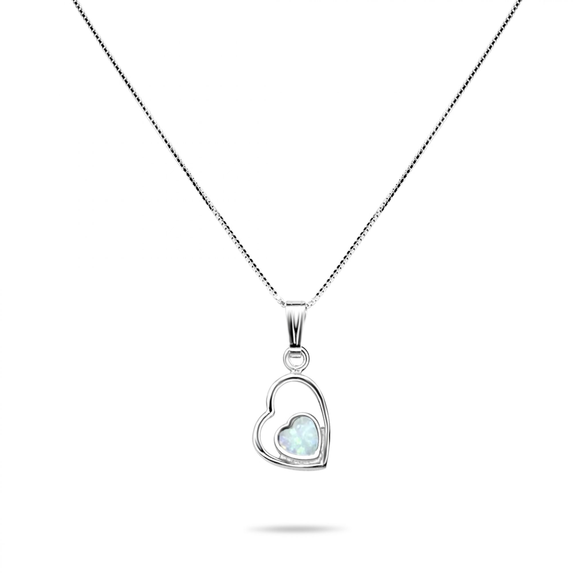 White opal heart pendant