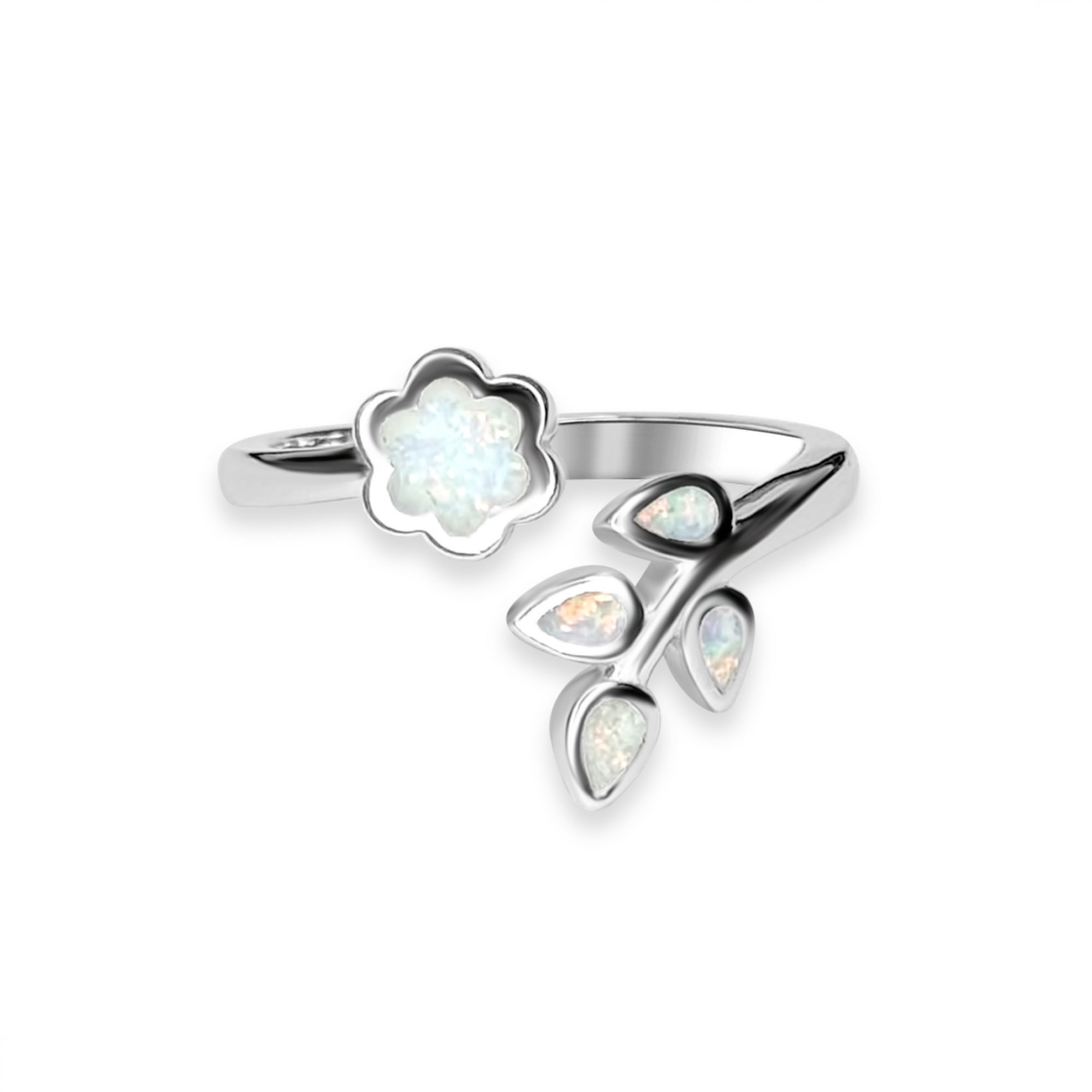 Silver ring with white opal