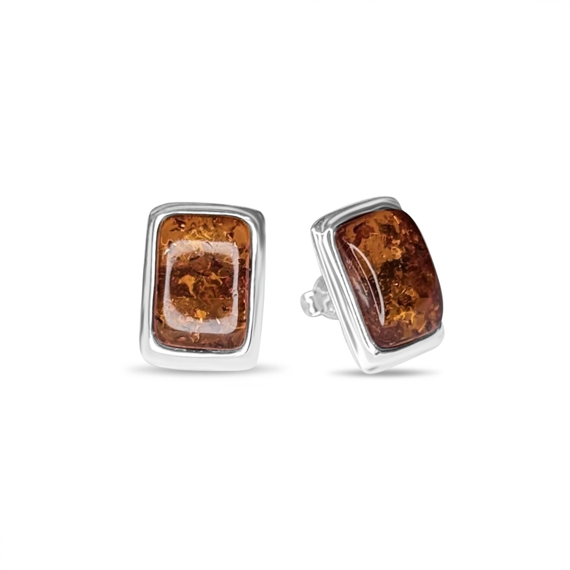 Earrings with amber stones