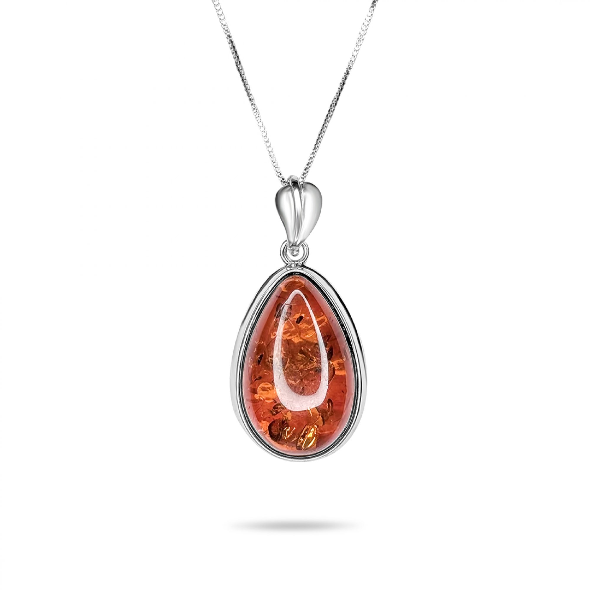 Amber silver necklace