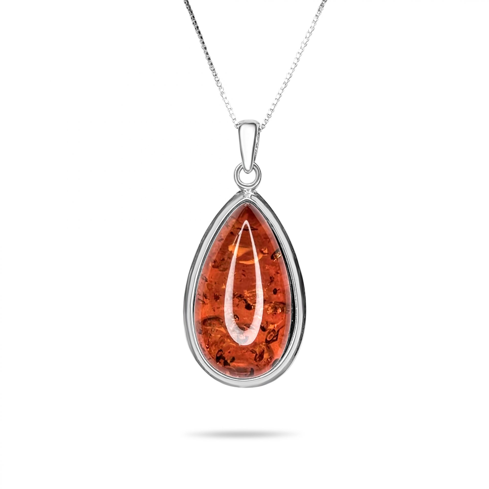 Amber silver necklace