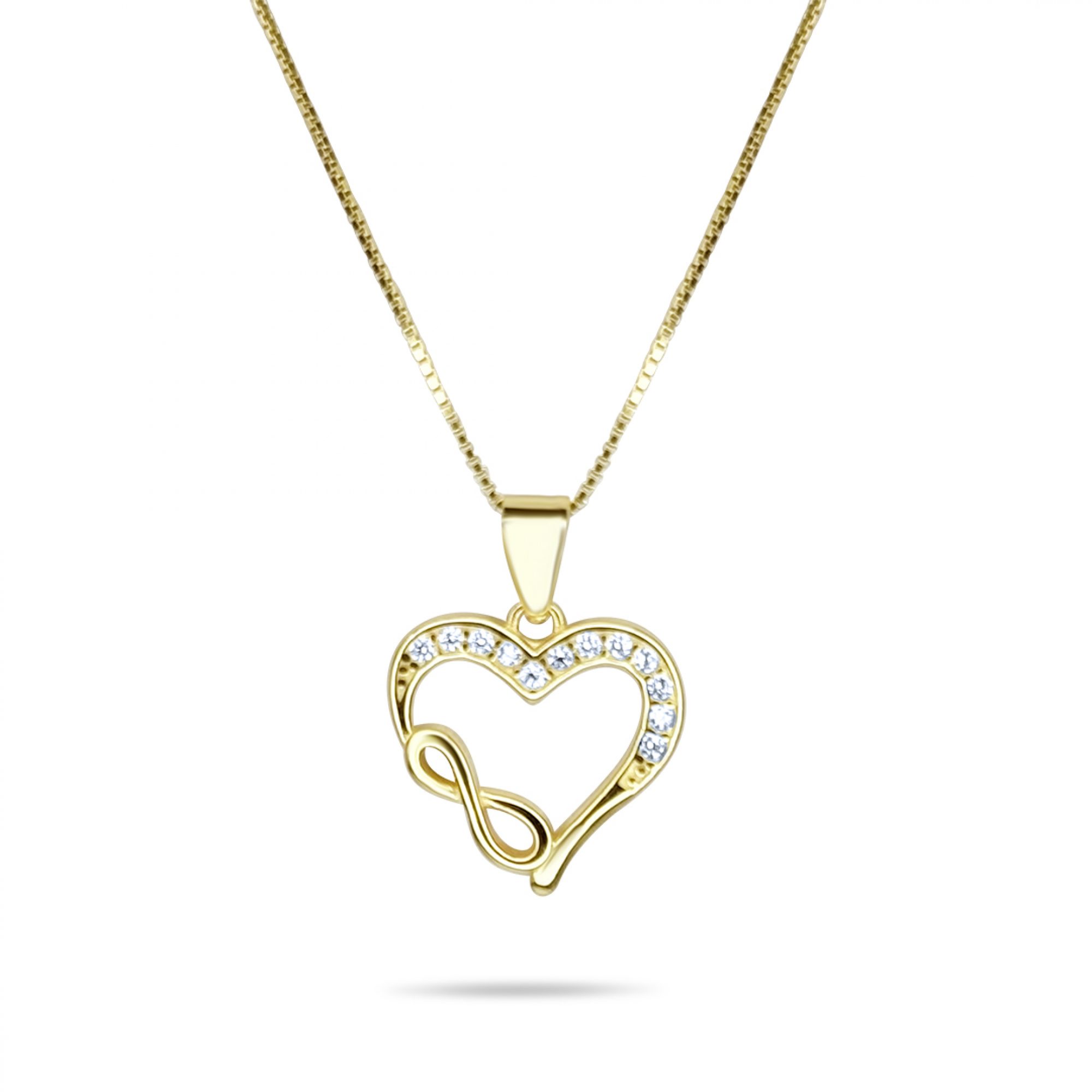Gold plated heart necklace with zircon stones 