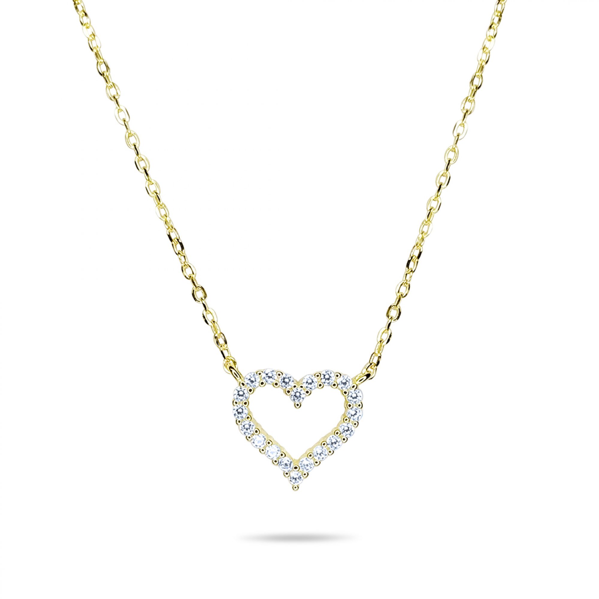 Gold plated heart necklace with zircon stones 