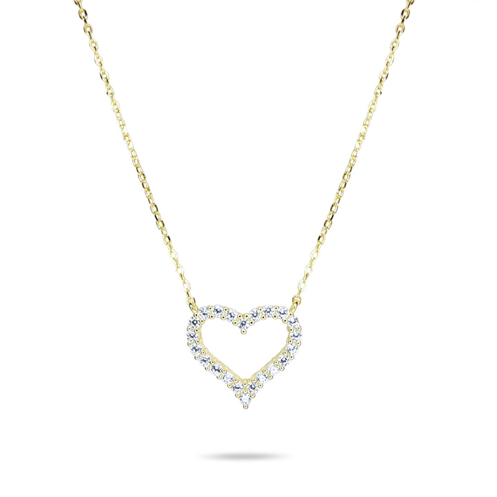 Gold plated heart necklace with zircon stones 