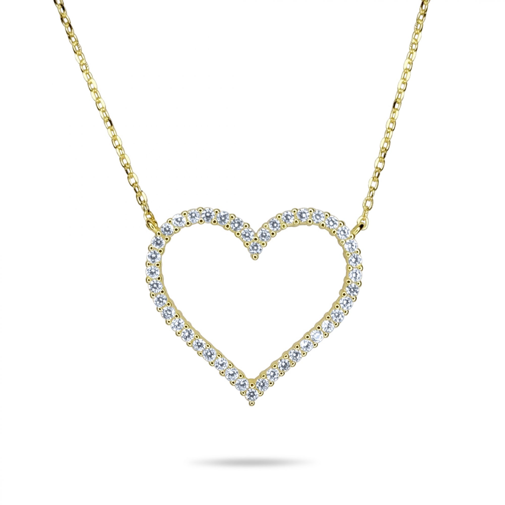 Gold plated heart necklace with zircon stones 