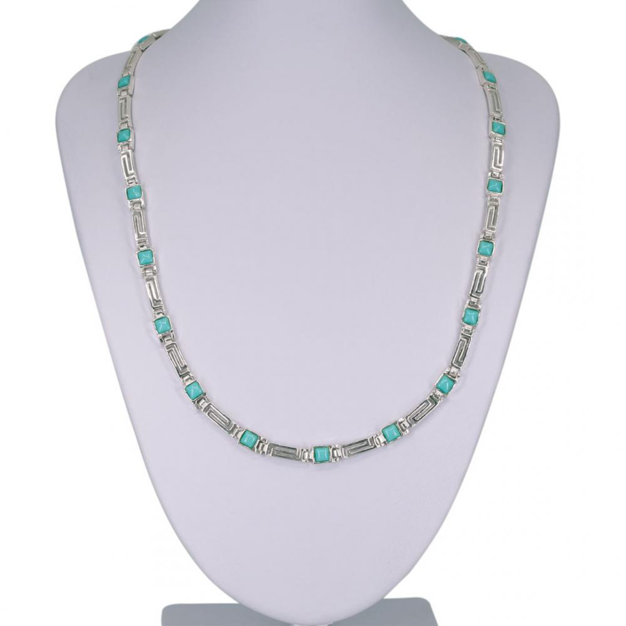 Meander necklace with turquoise stones