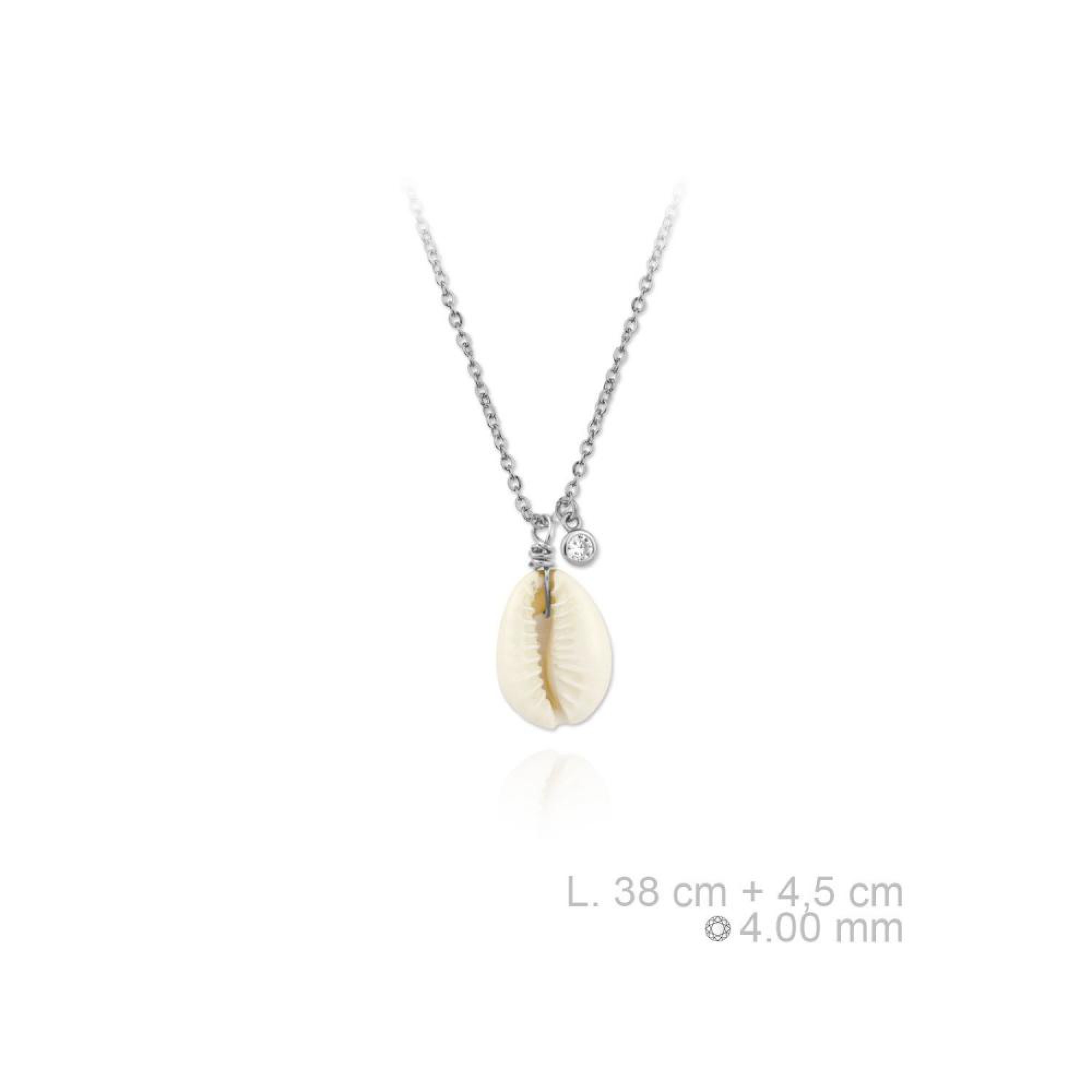 Silver necklace with seashell and a zircon stone
