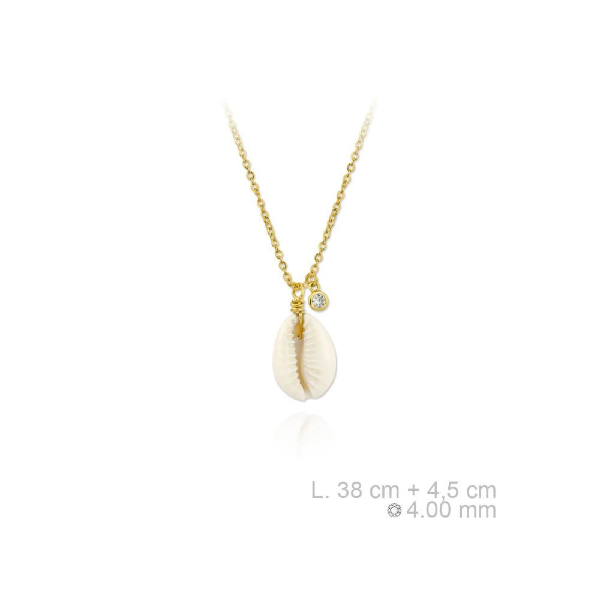 Gold plated necklace with seashell and a zircon stone