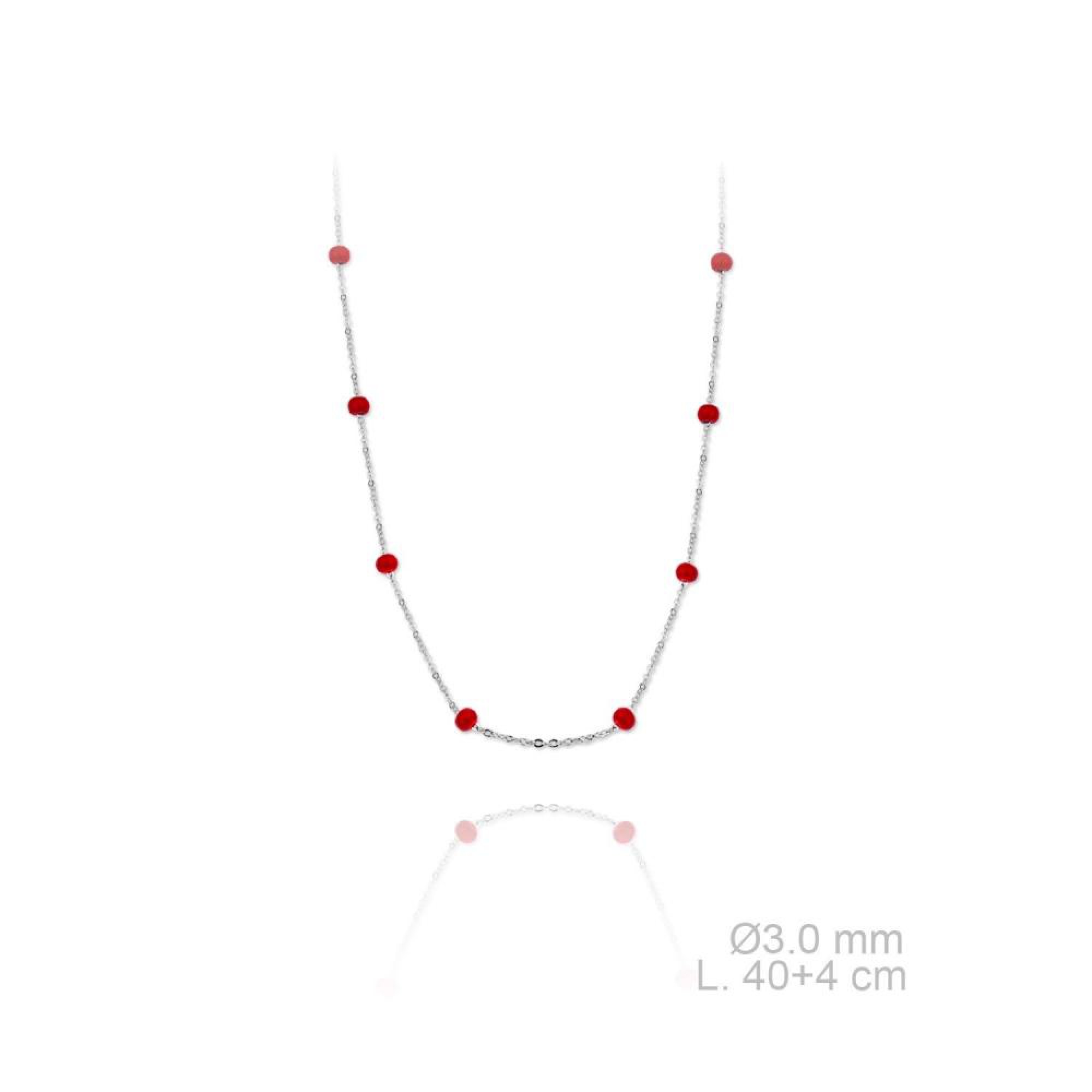 Κολιέ αλυσίδα με μπορντό πέτρες