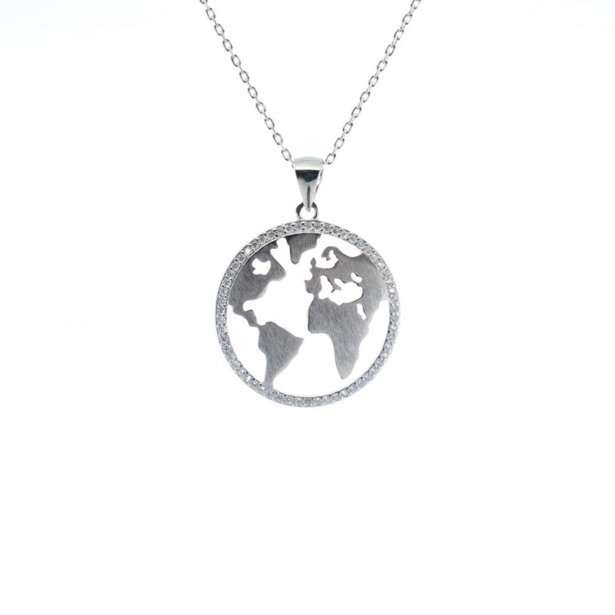 Κολιέ υδρόγειος με ζιργκόν πέτρες