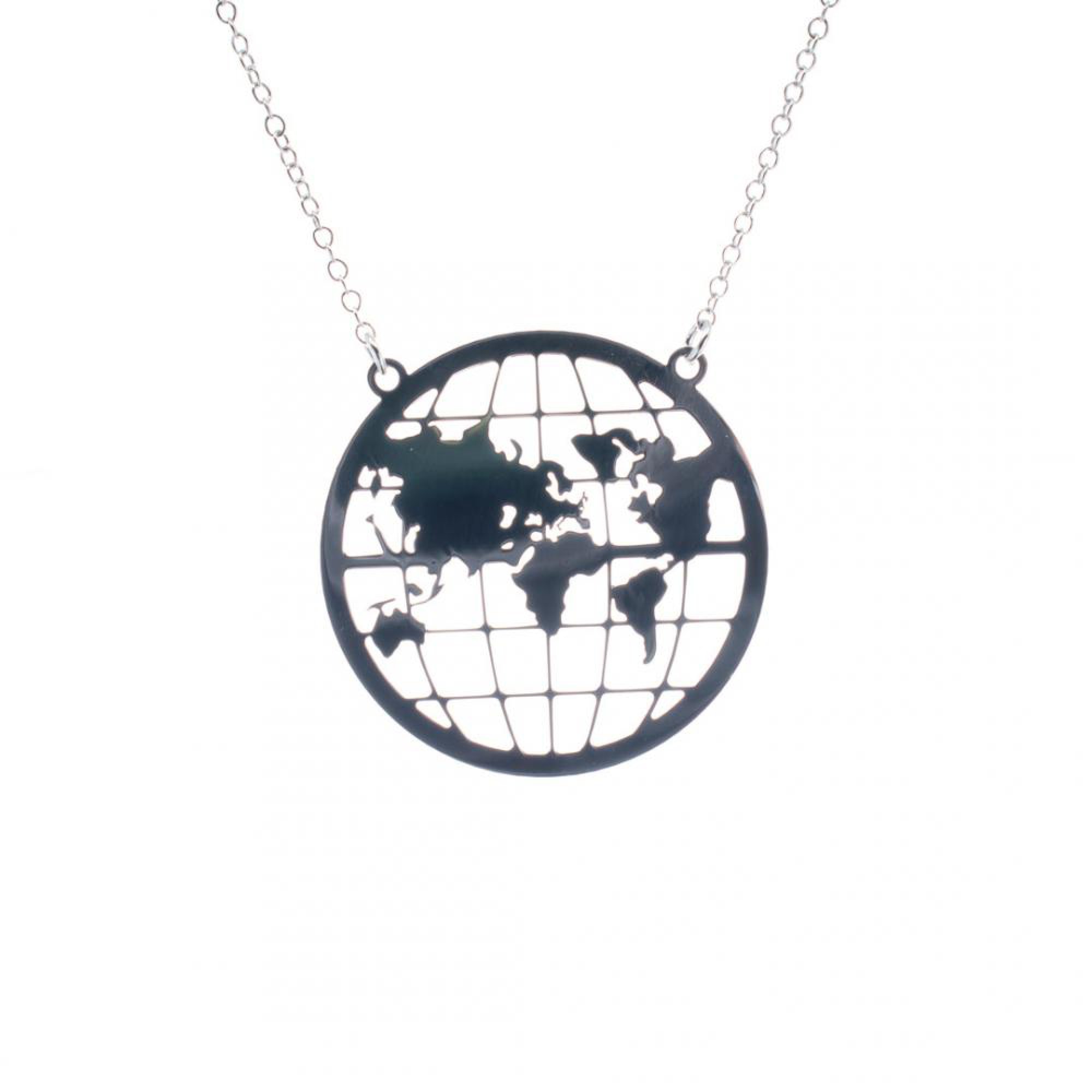 Silver globe necklace 