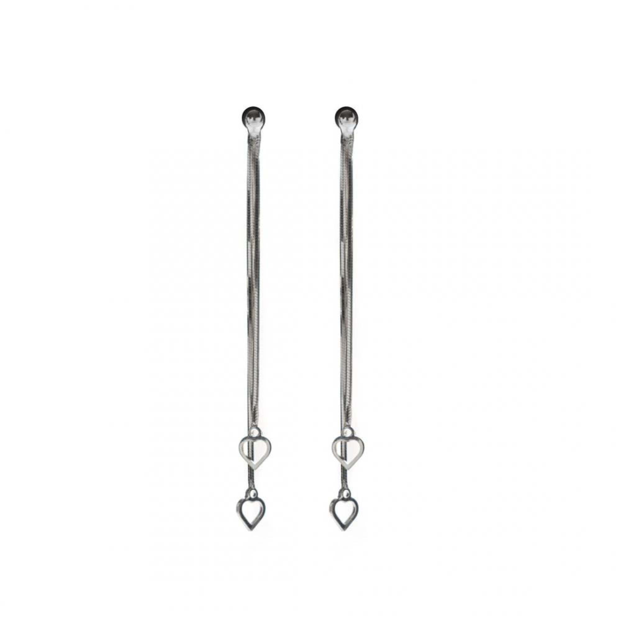 Σκουλαρίκια με δυο άνισες αλυσίδες και καρδιές