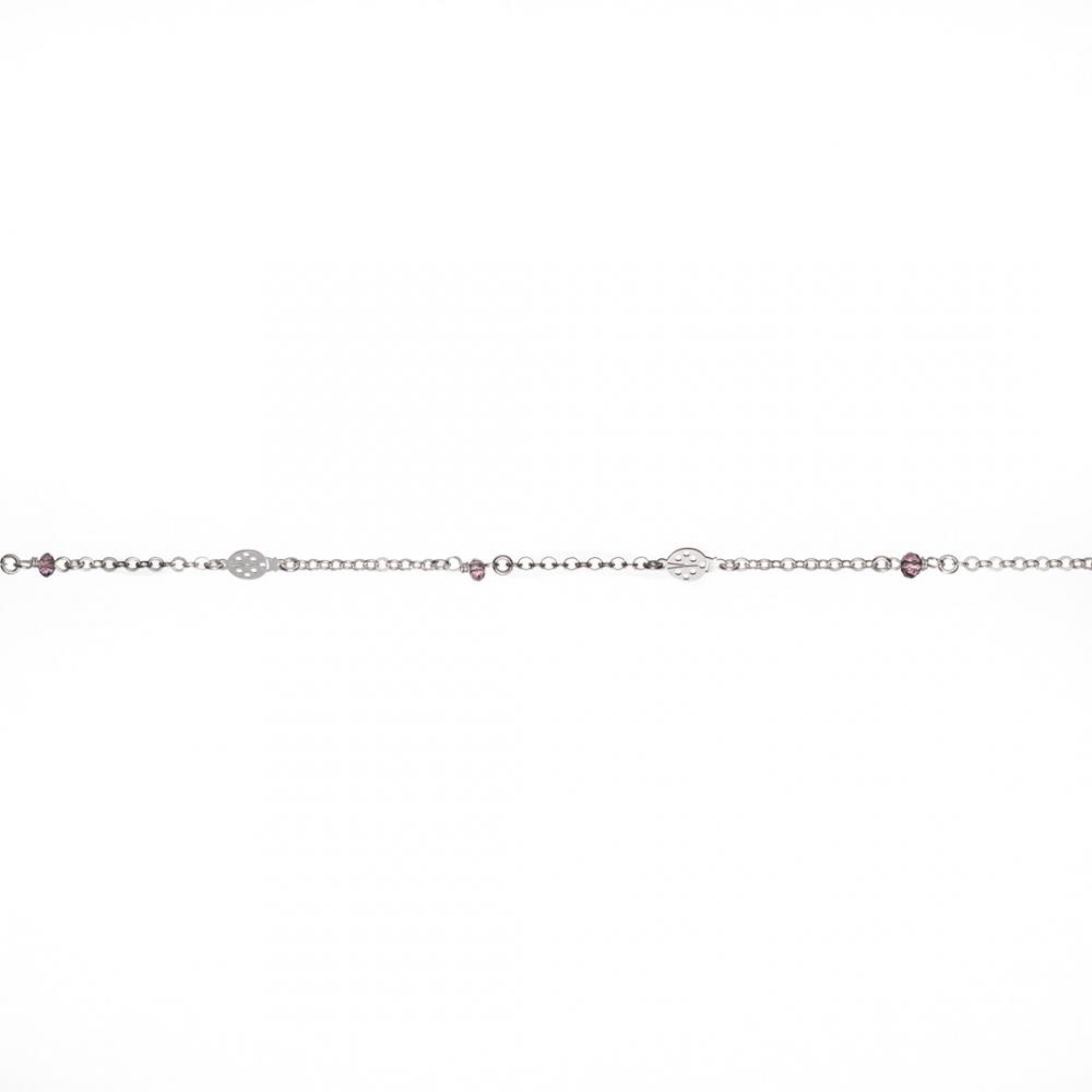 Ladybug bracelet with pink beads