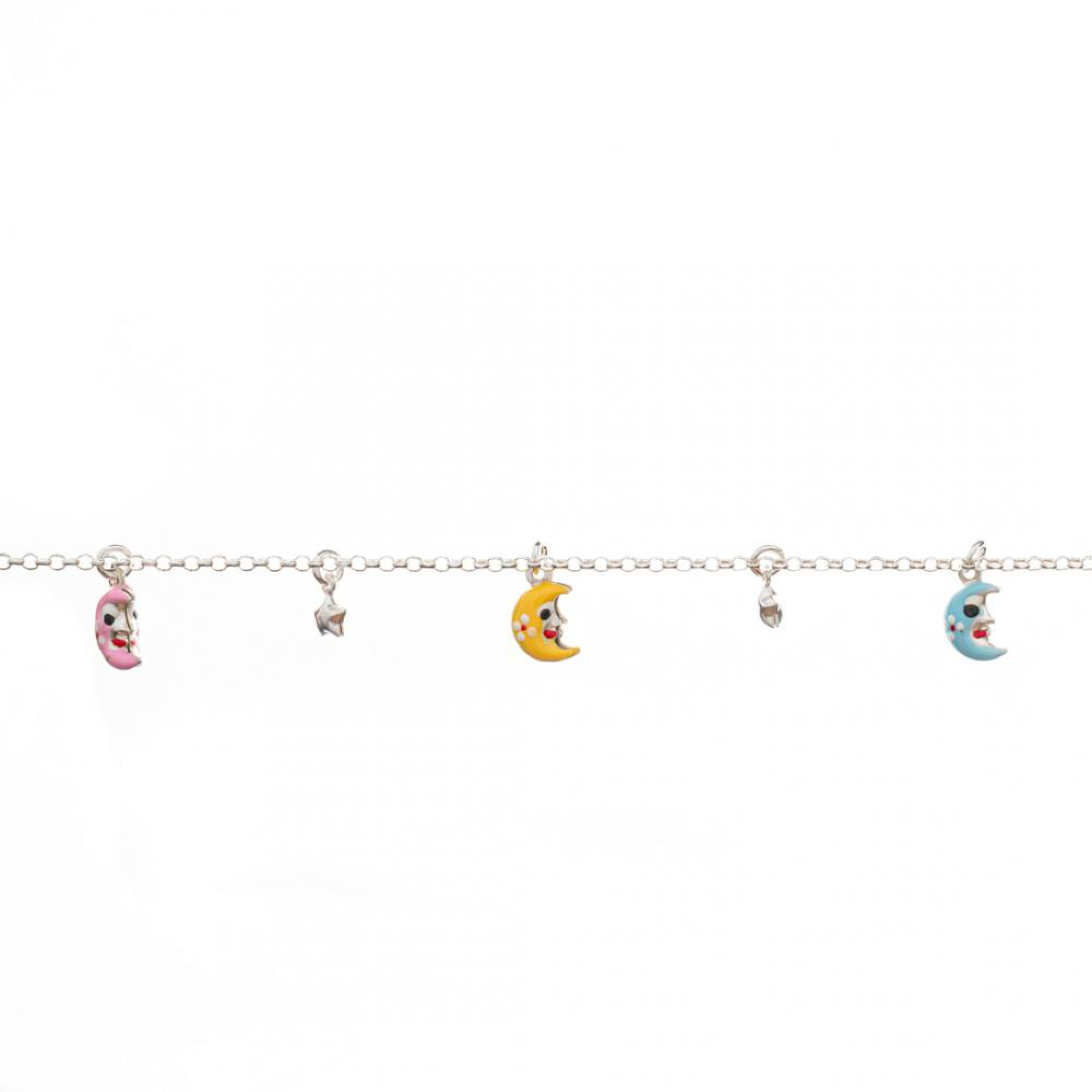 Βραχιόλι με κρεμαστά φεγγάρια με σμάλτο και ασημένια αστέρια