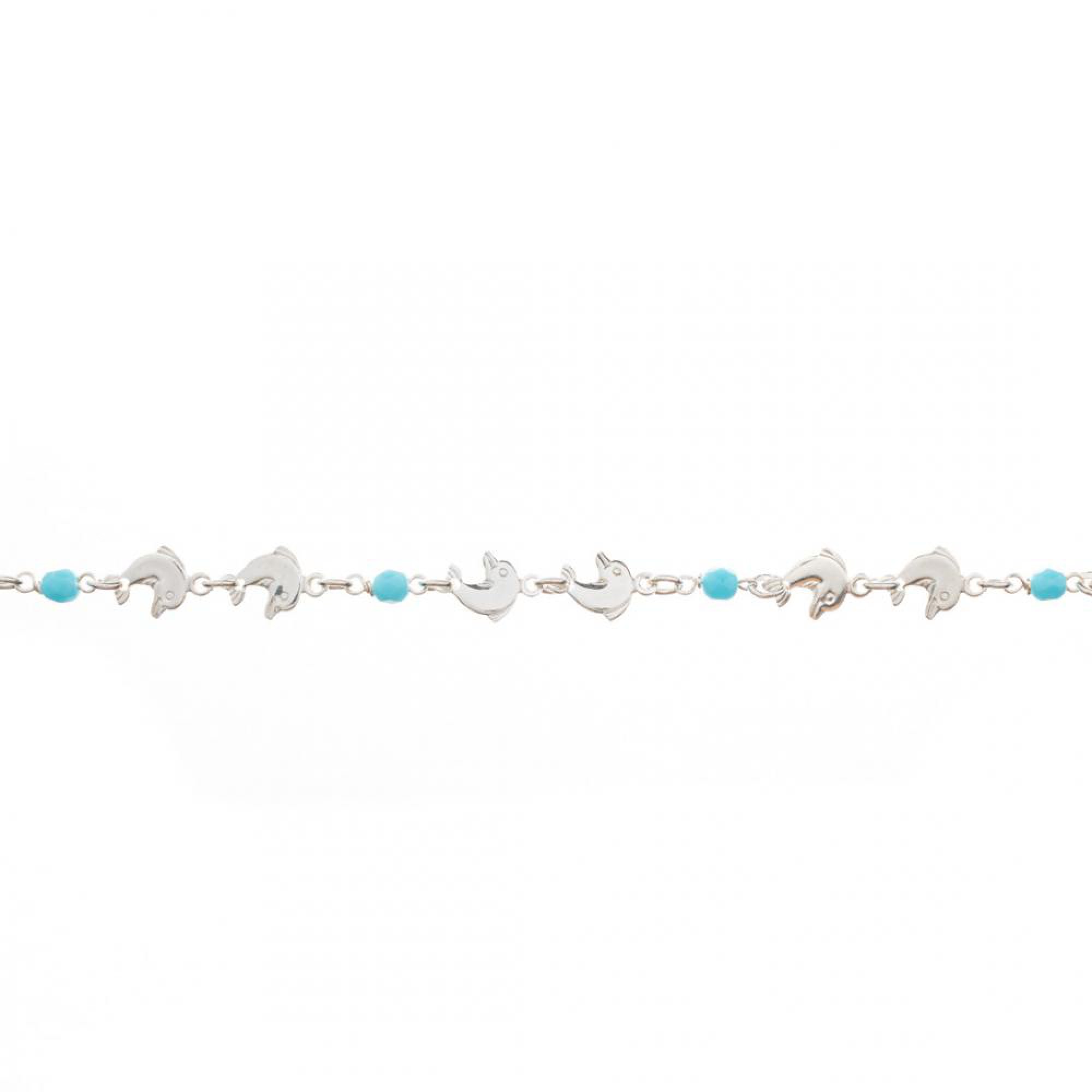 Dolphin bracelet with enamel blue beads