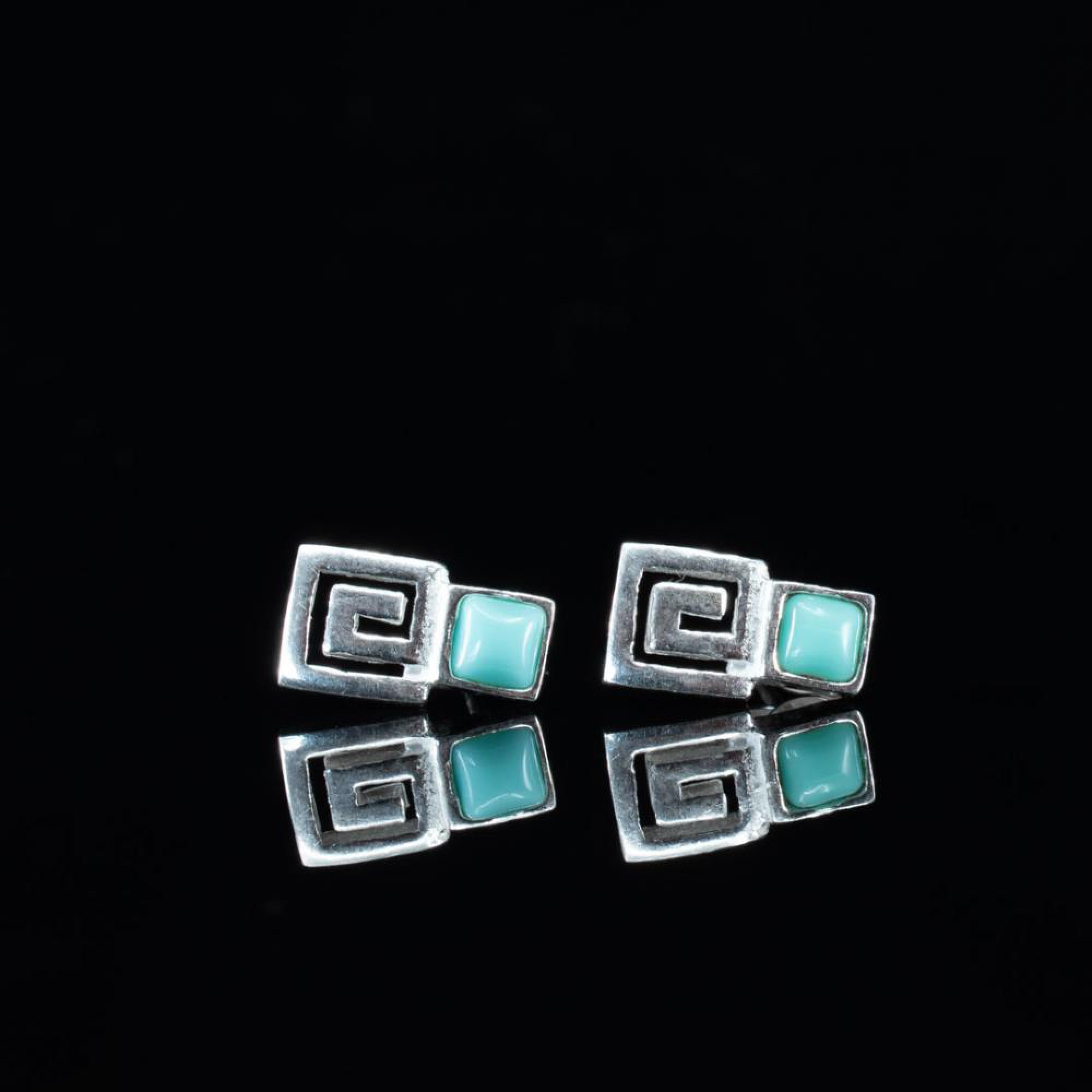 Meander earrings with turquoise stones