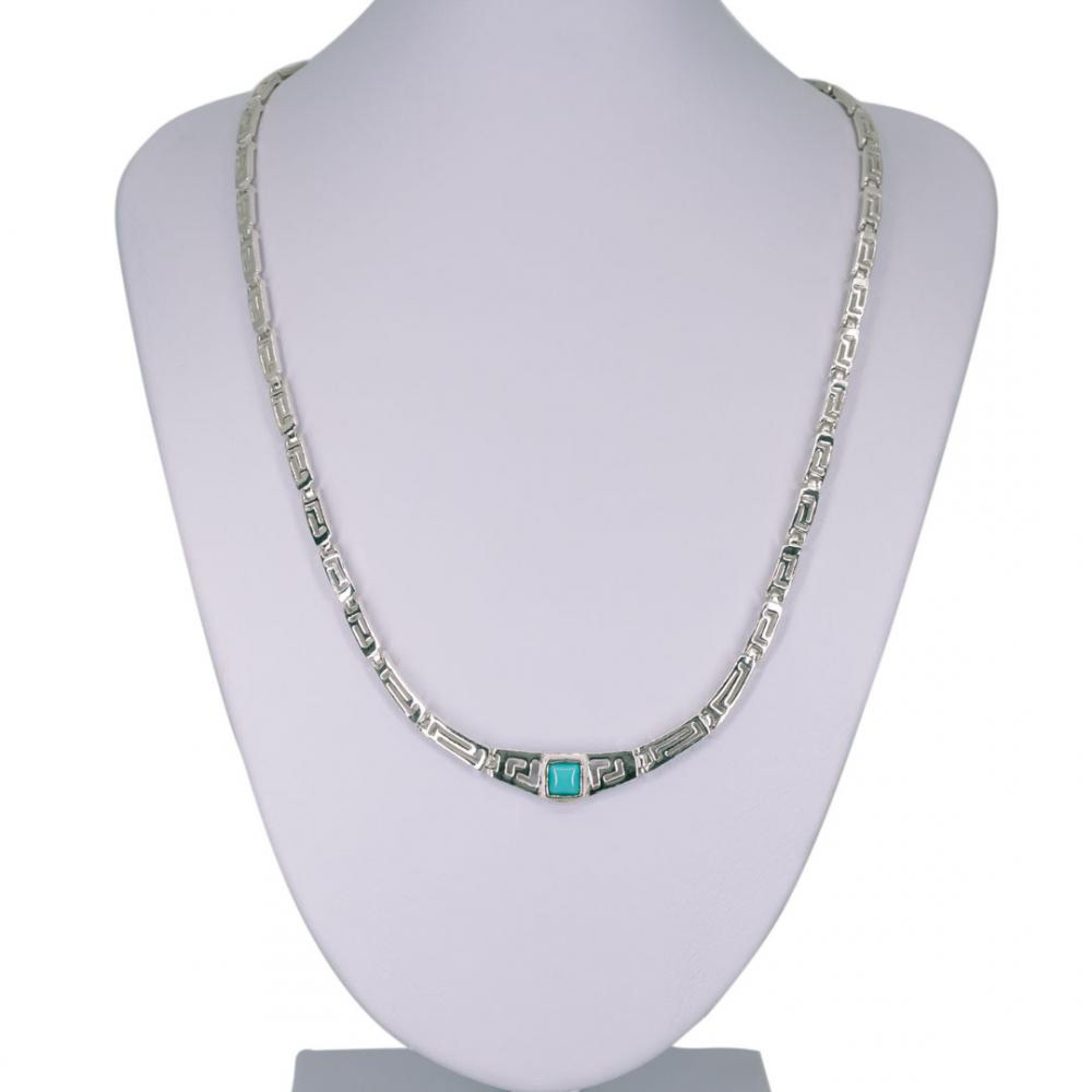 Meander necklace with turquoise stone