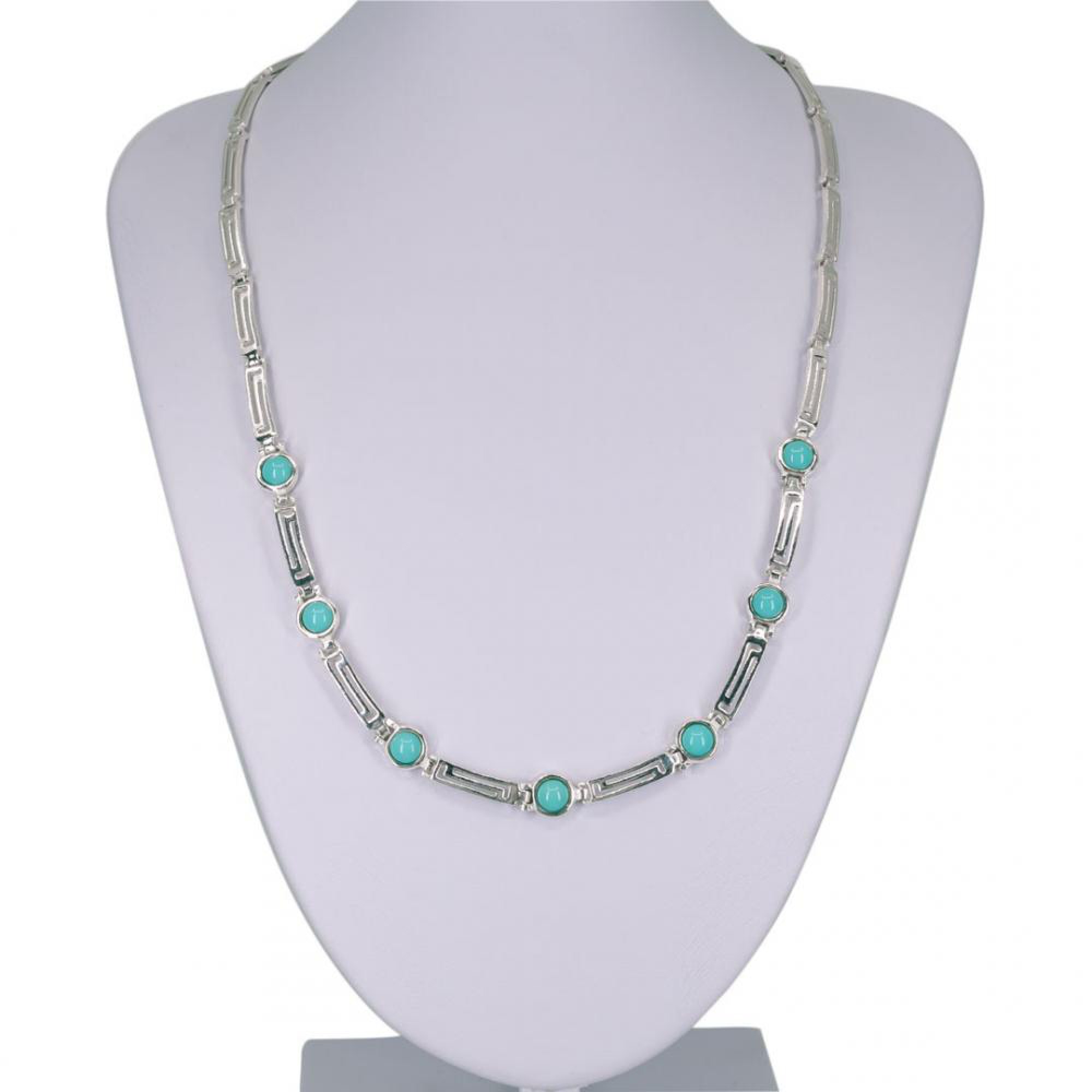 Meander necklace with turquoise stones