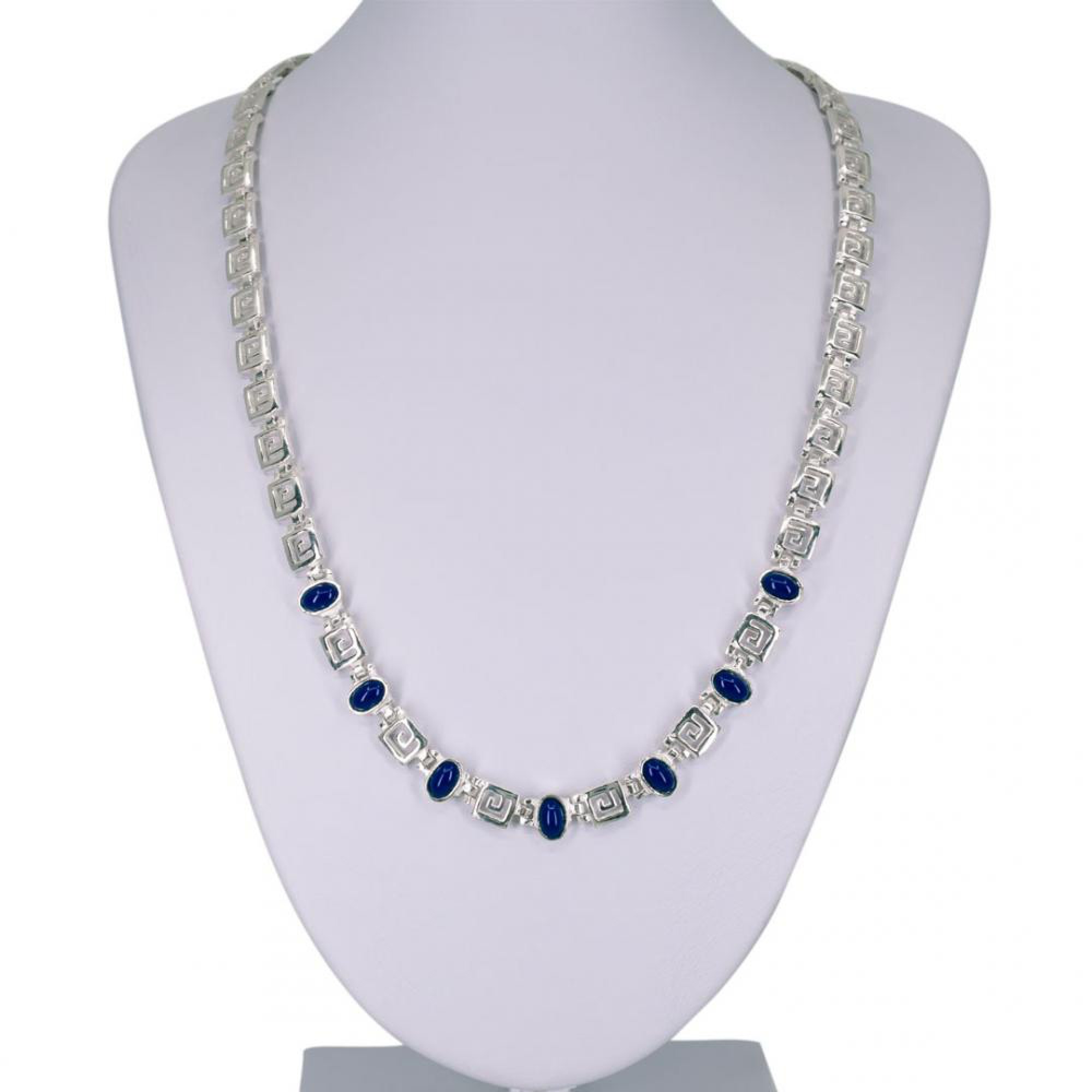 Meander necklace with lapis lazuli stones