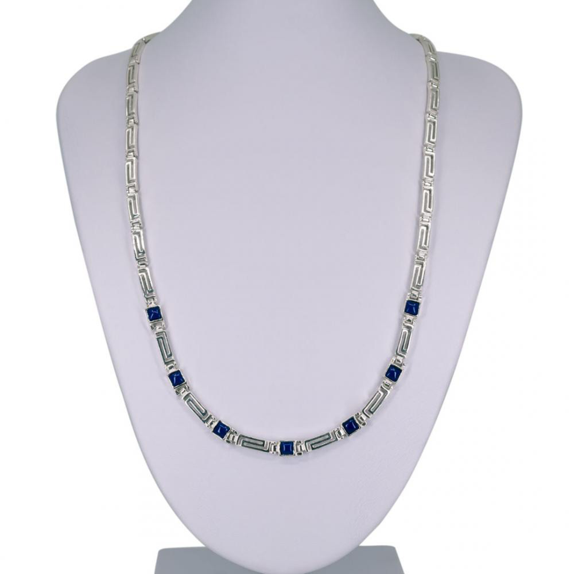 Meander necklace with lapis lazuli stones
