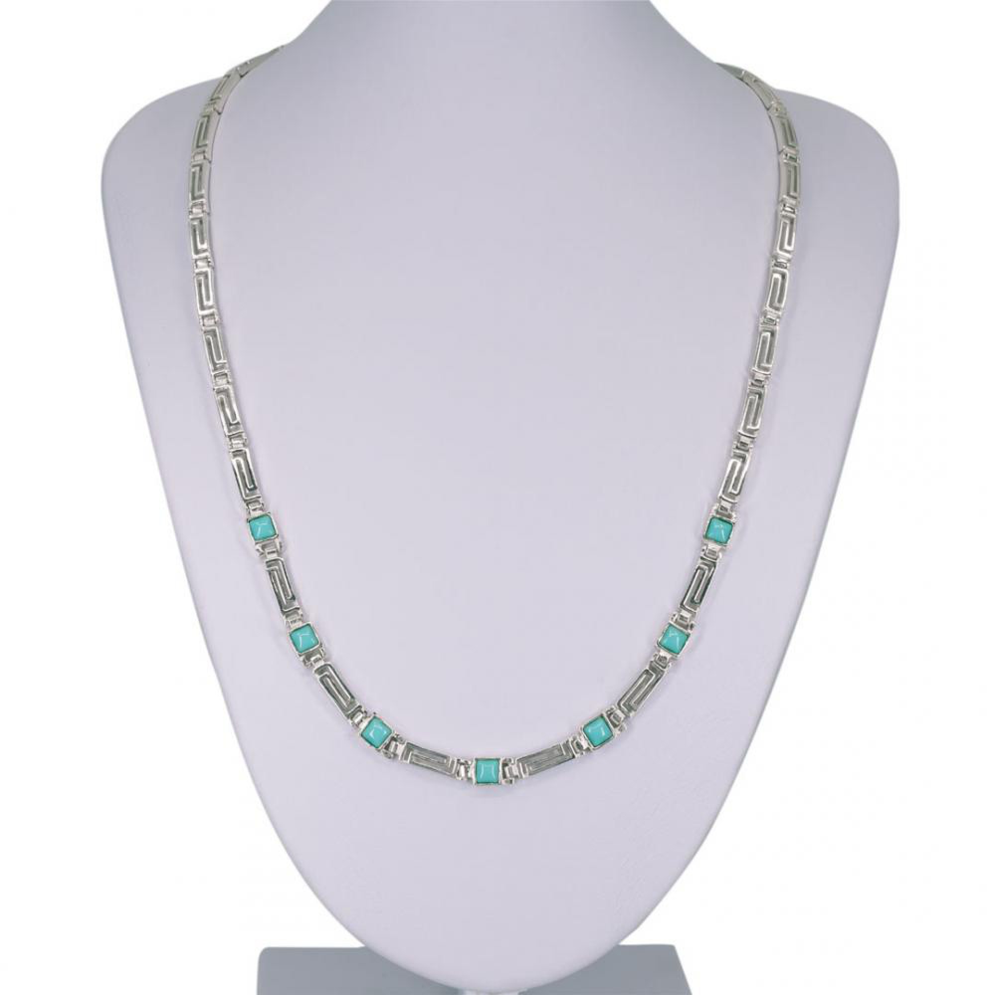 Meander necklace with turquoise stones