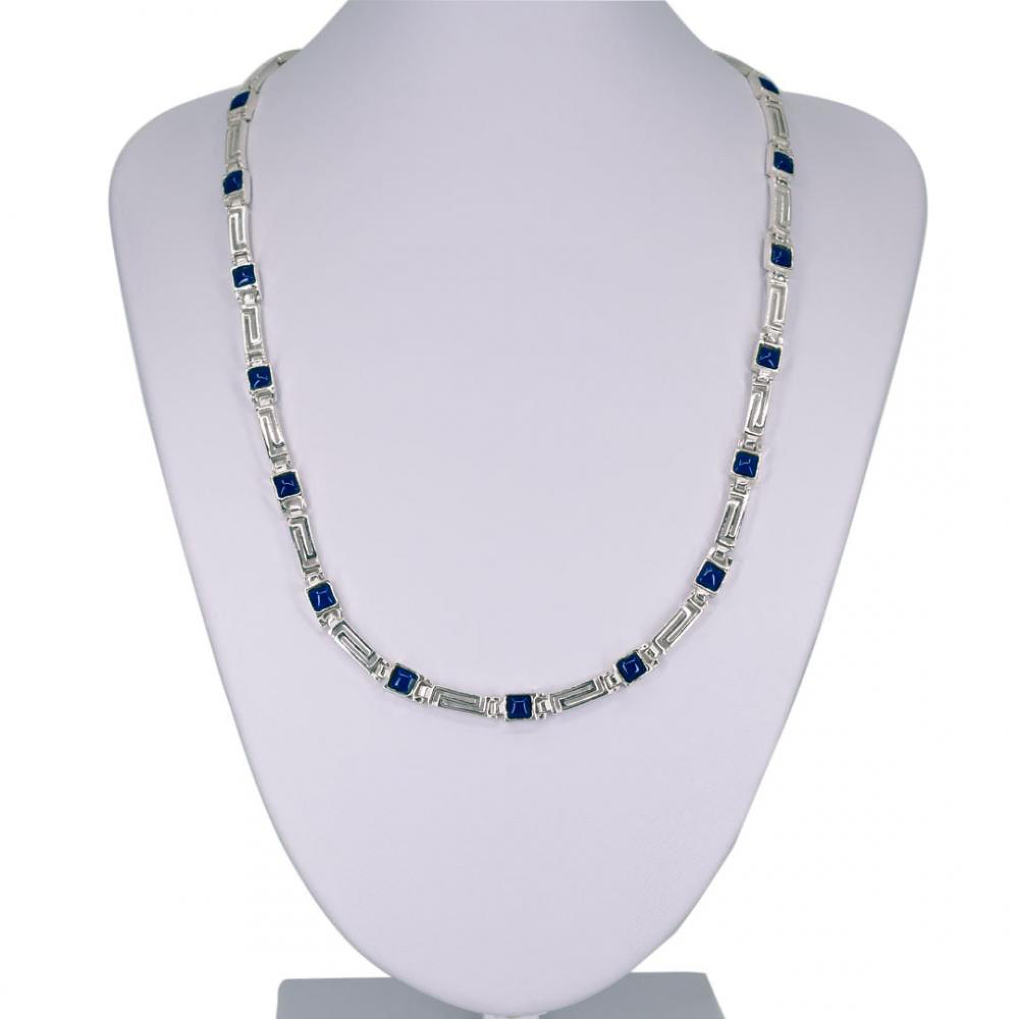 Meander necklace with lapis lazuli stones