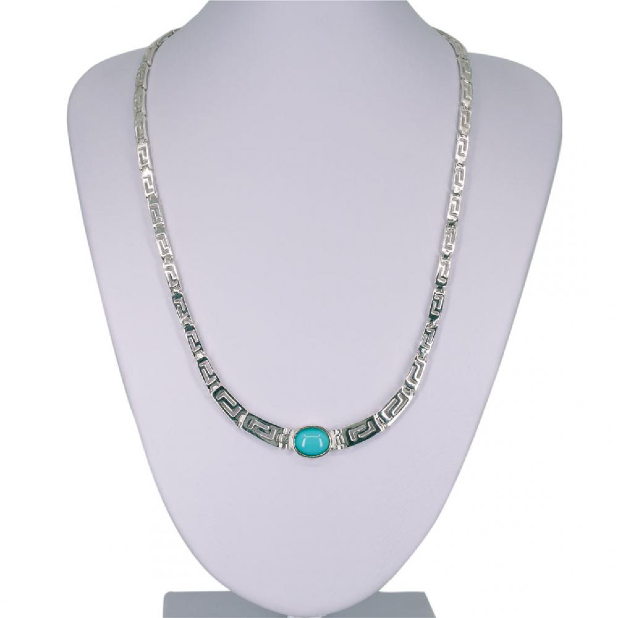 Meander necklace with turquoise stone