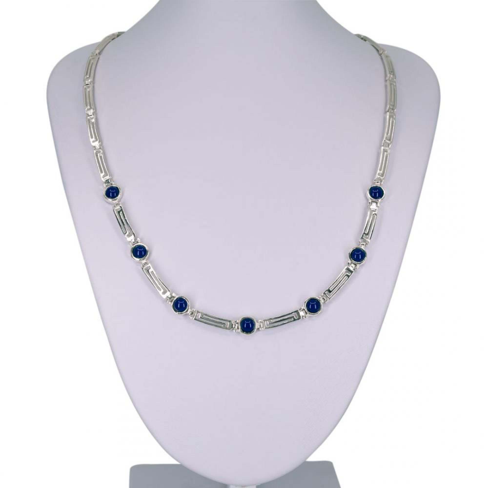 Κολιέ μαίανδρος με πέτρες λάπις λάζουλι