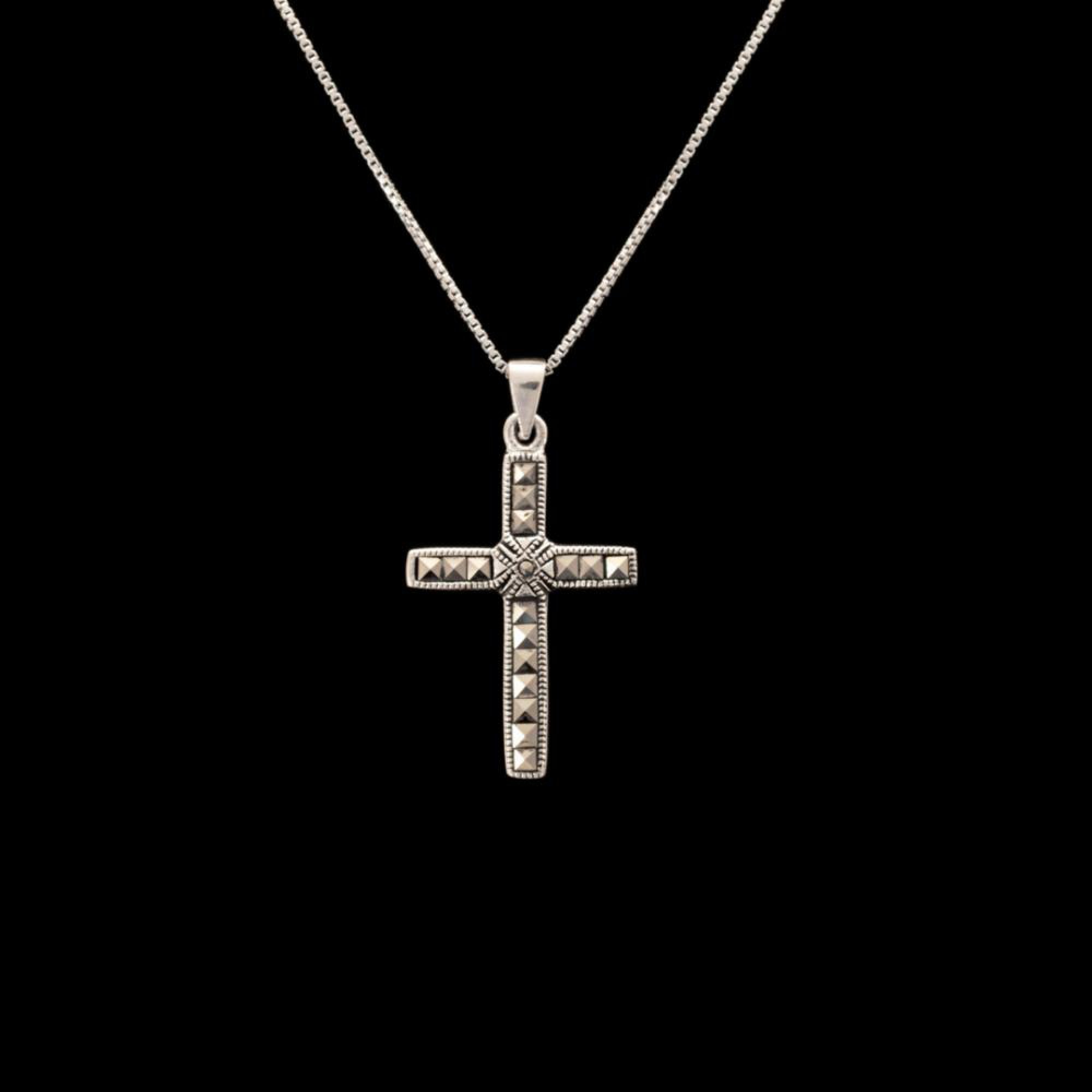 Silver cross with marcasites