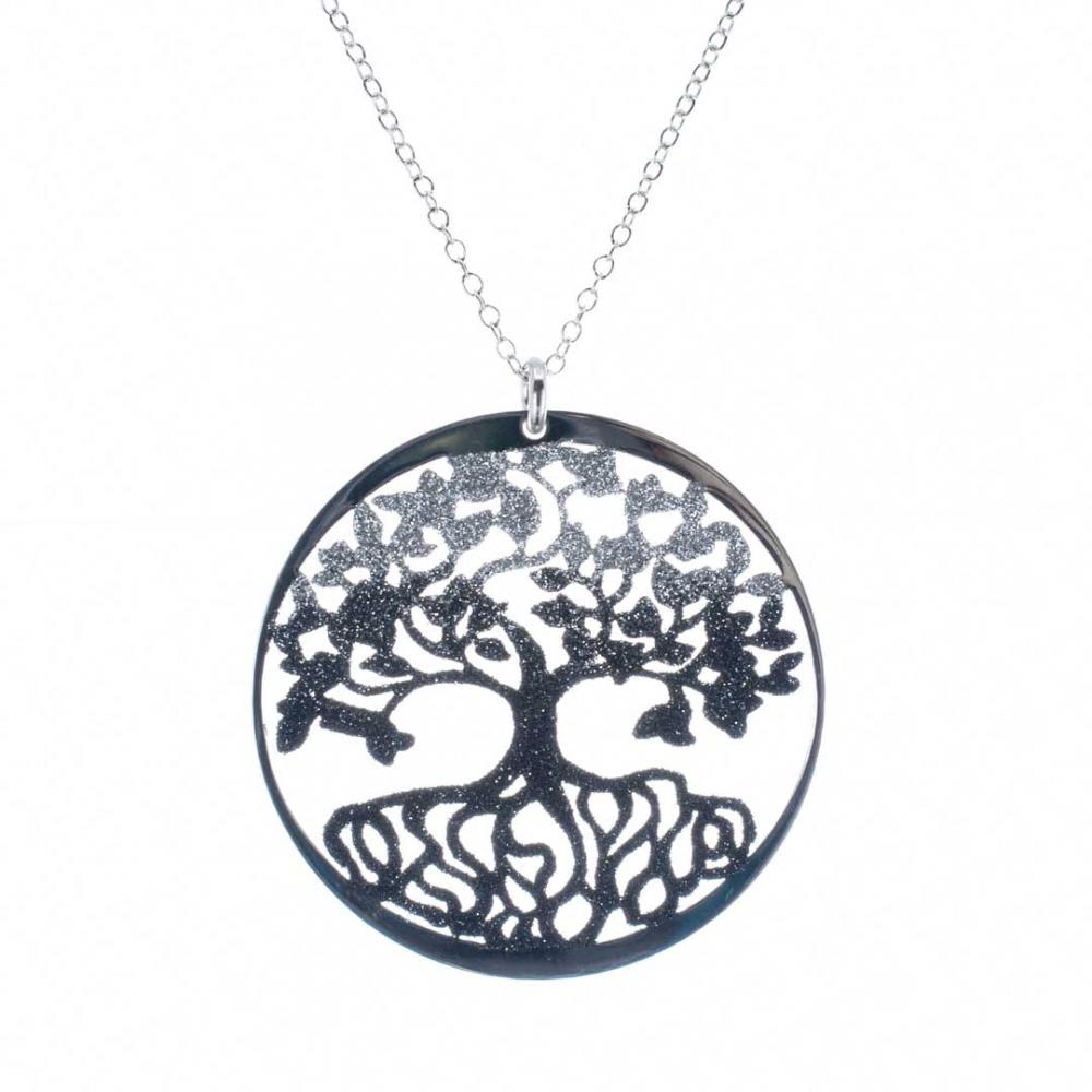Tree of life necklace with bicolored glitter