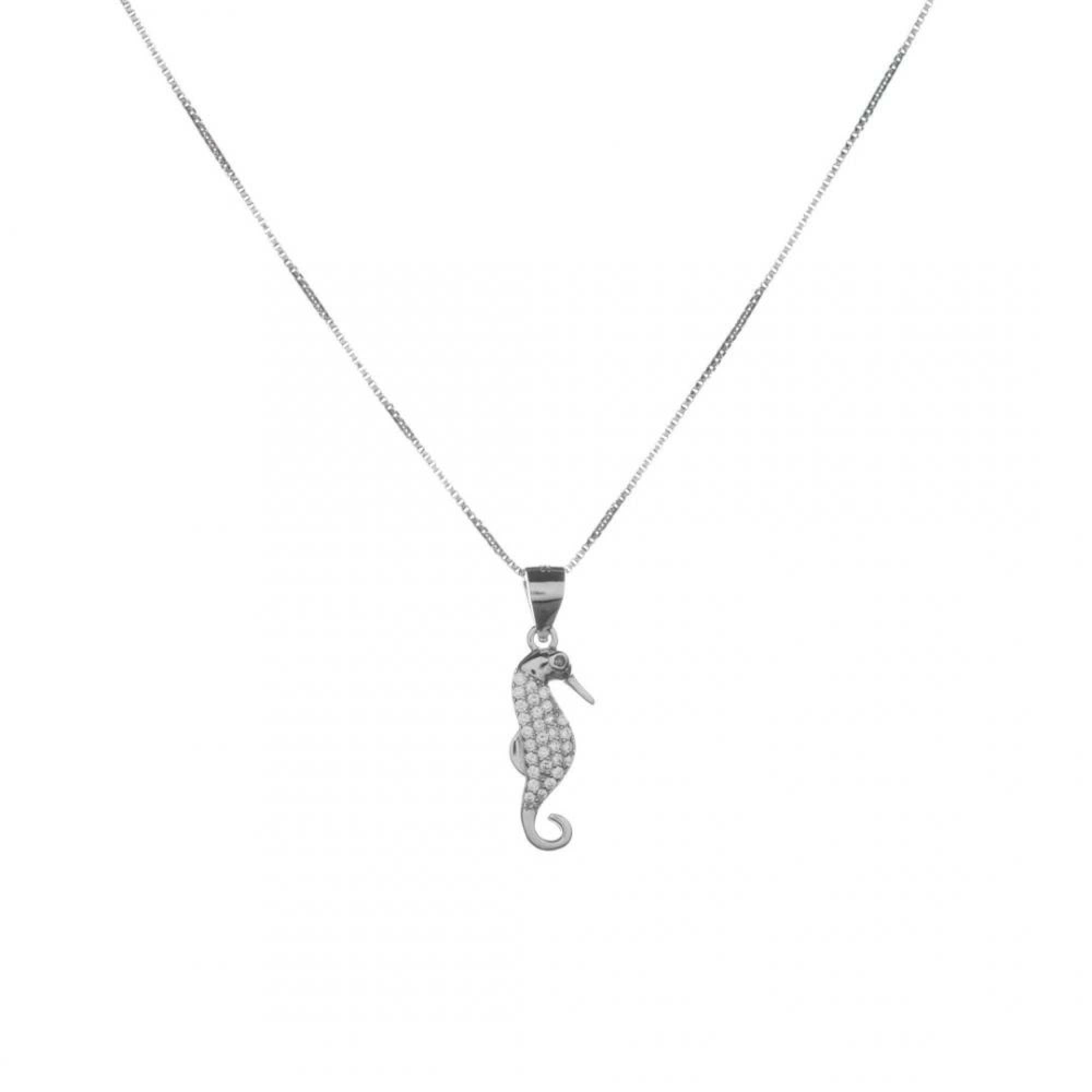 Seahorse pendant with zircon stones