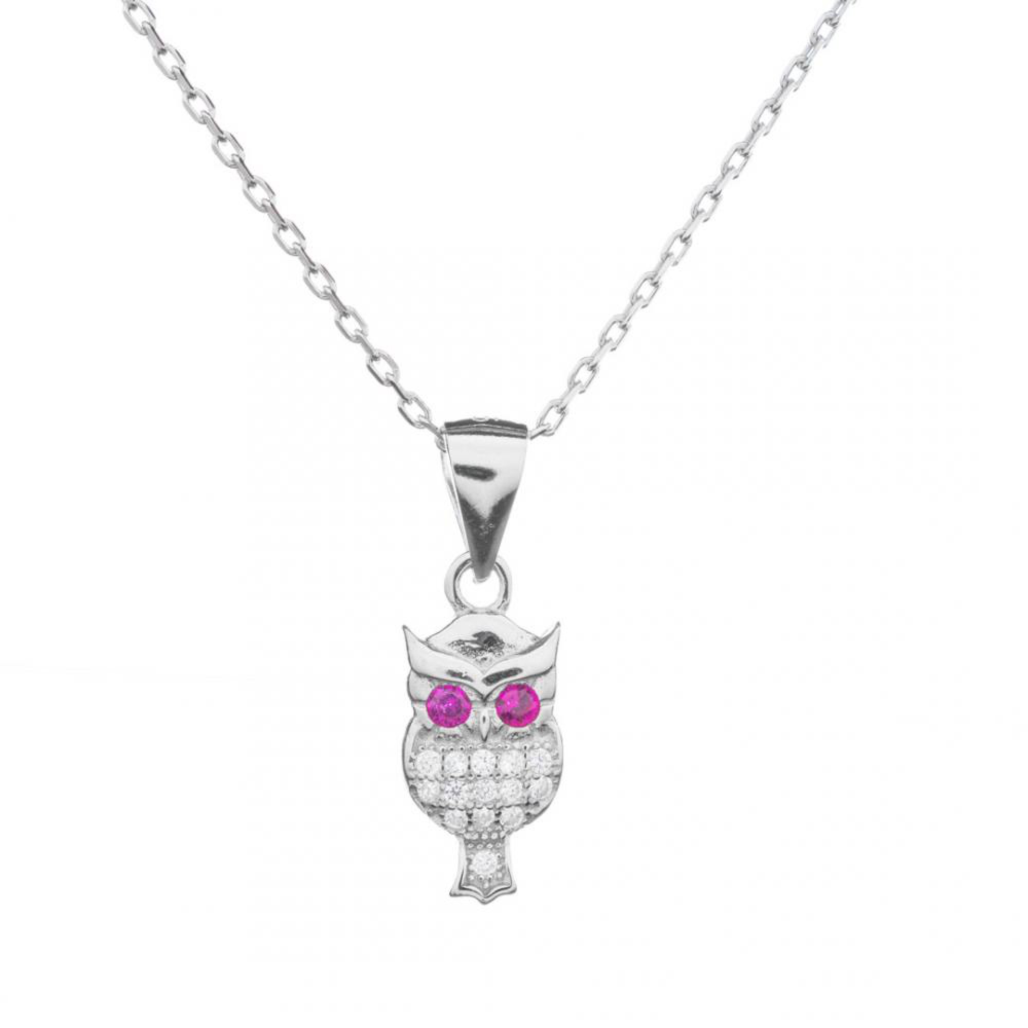 Owl pendant with zircon stones