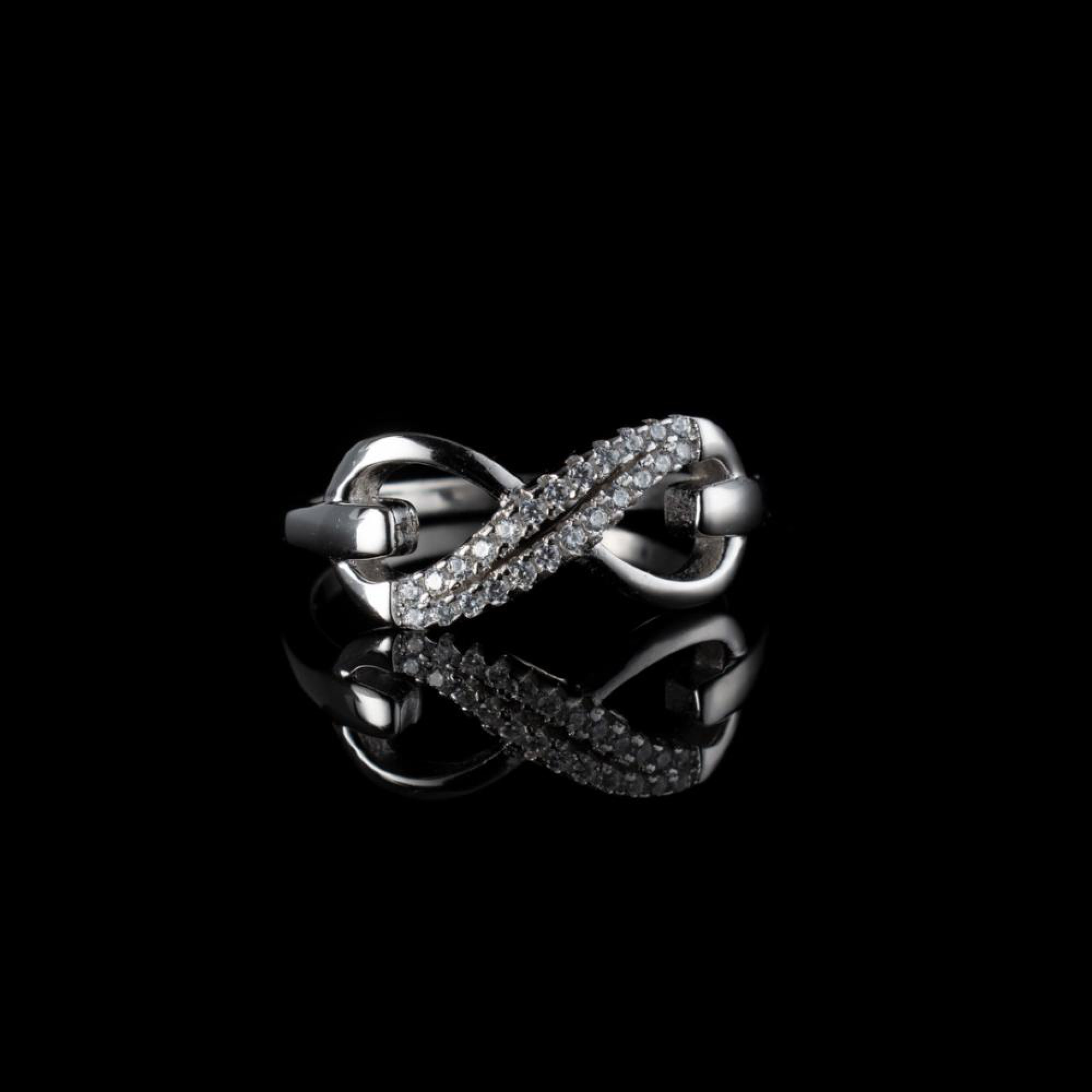 Infinity ring with zircon stones